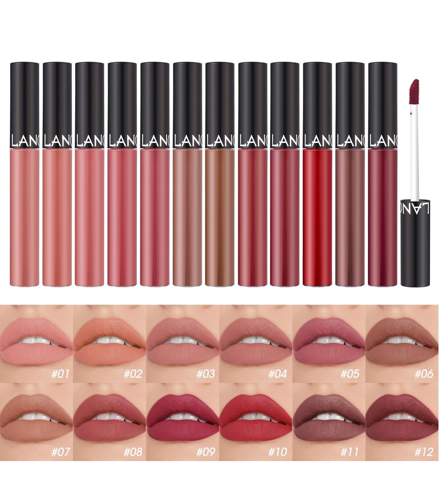 12Pcs Matte Liquid Lipstick Set - Long-Lasting Waterproof Nude Gloss Gift | Smooth Velvety Lips Makeup - Buy Online on GoSupps.com