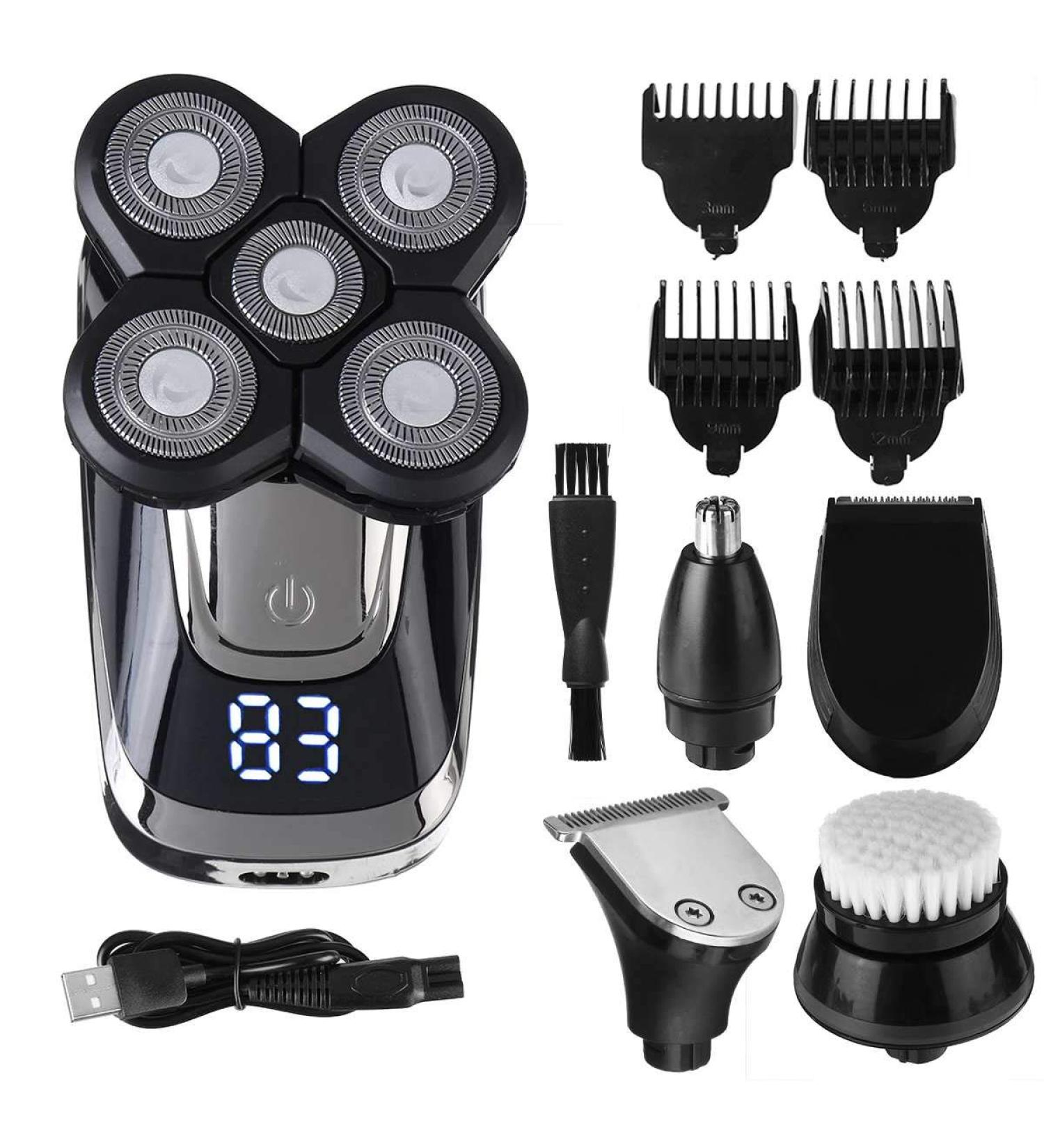 5 in 1 Electric Head Shaver for Bald Men - Cordless Rotary Shaver & Beard Razor with USB Charging - Buy Online on GoSupps.com