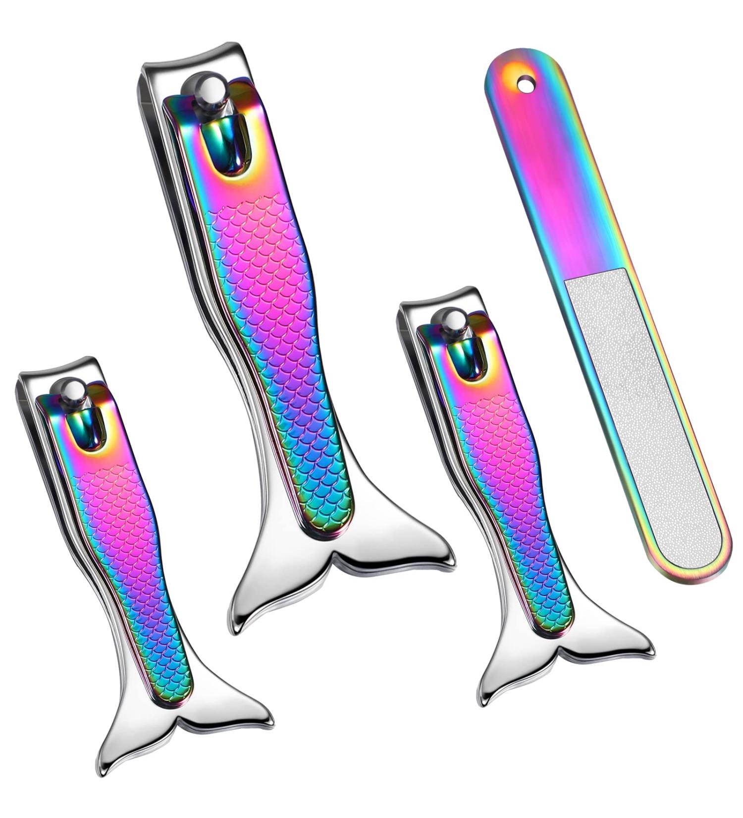 Buy Honoson 4-Piece Mermaid Nail Clipper Set | Stainless Steel Nail Cutter for Women | Perfect Birthday & Christmas Gifts | Sturdy Fingernail & Toenail Grooming - Buy Online on GoSupps.com