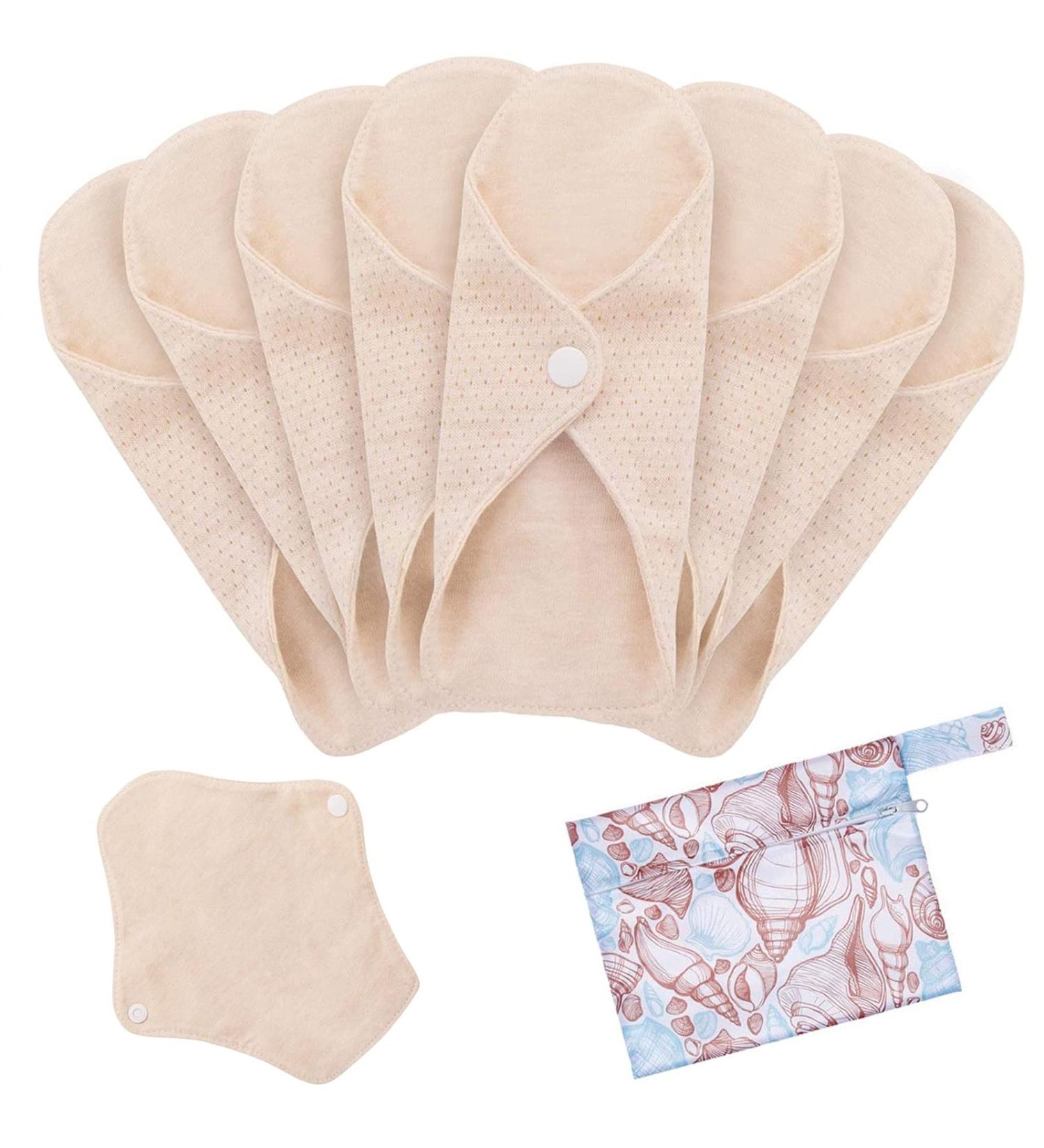 MQUPIN Reusable Women's Bandages - Organic Cotton Washable Panty Liners 8 Leak-Proof Pads for Menstruation - Eco-Friendly Comfortable & Durable - Buy Online on GoSupps.com