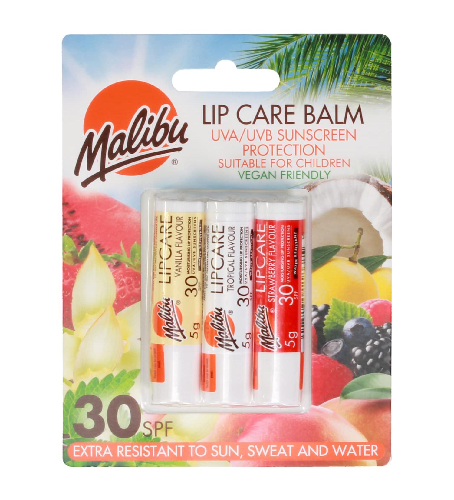 Malibu Sun SPF 30 Lip Balm Sunscreen Vanilla Tropical Strawberry 15g (Pack of 1) - Buy Online on GoSupps.com