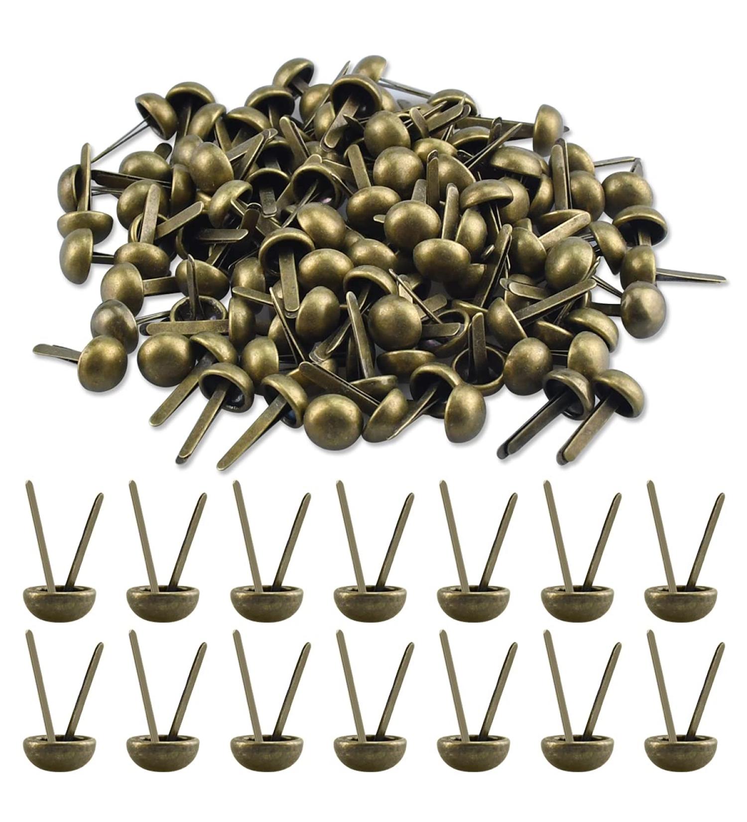 200PCS Bronze Round Paper Fasteners 8x15mm - Metal Plated Scrapbooking Brads for Art & Crafting Projects - Buy Online on GoSupps.com