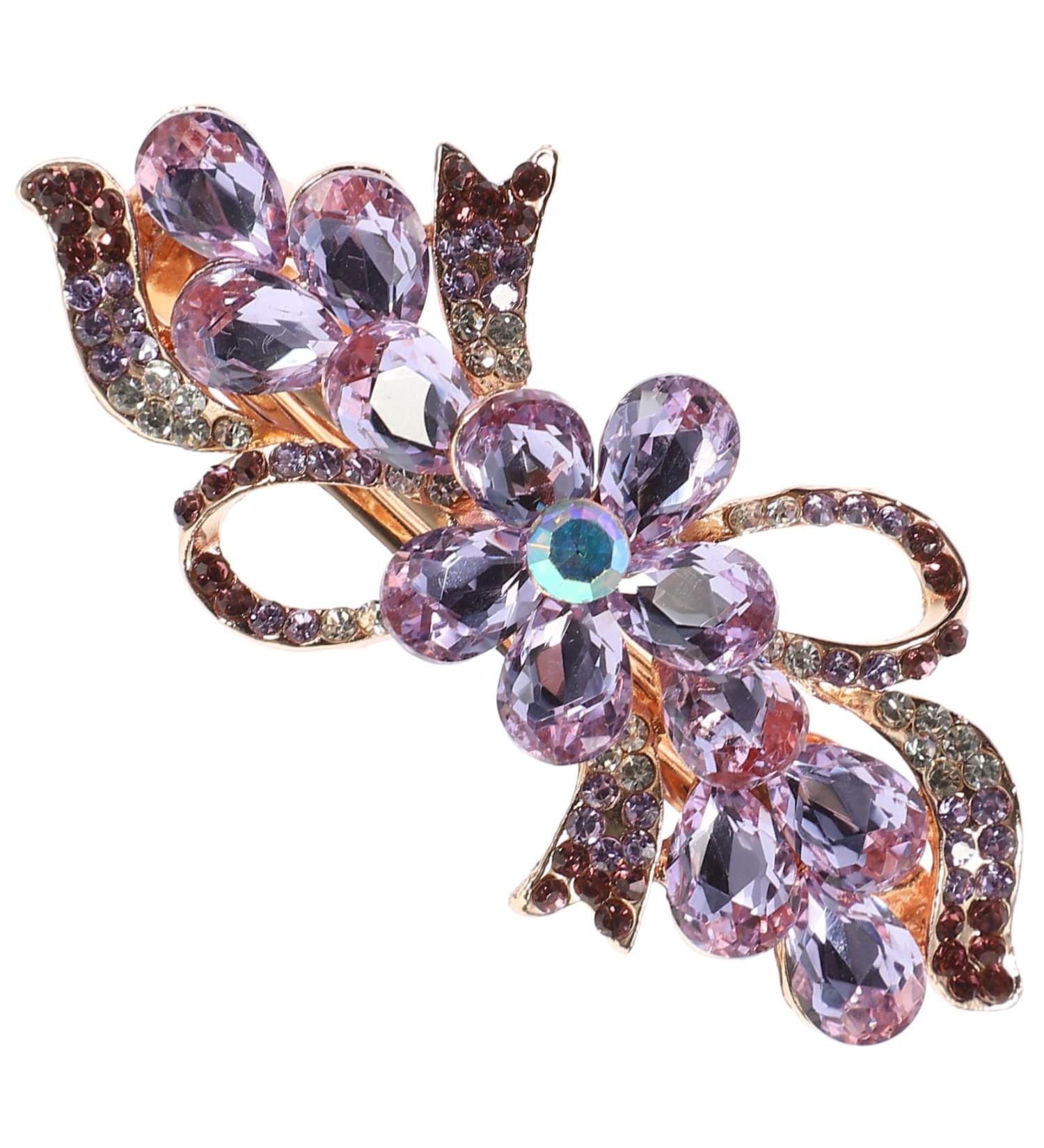 Ipetboom Rhinestone Hair Clip Hair Clips for Women Temperament Hair Clip Bow Hair Clips Wedding Hair Accessories Mini Claw Clips for Hair Bride Hair Clips Top Clip Miss Spring Metal Purple - Buy Online on GoSupps.com