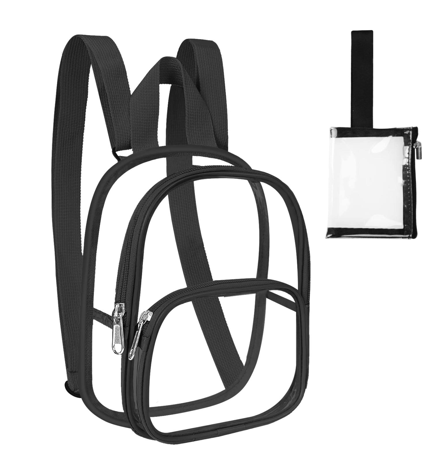 Clear Mini Backpack for Women - Waterproof Stadium Bag for Beach, Travel, Work, Concerts - Black - Buy Online on GoSupps.com