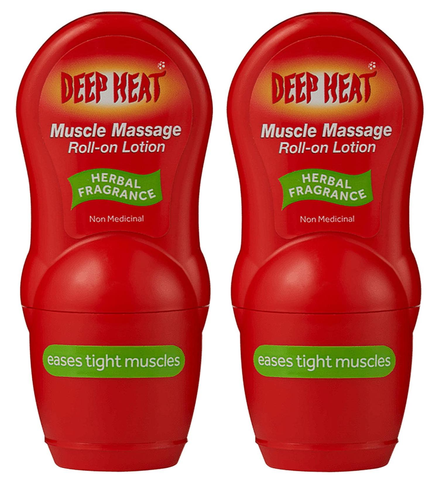 2 x Deep Heat Muscle Massage Roll-on Lotion (Herbal Fragrance) 100 ml (Pack of 1) - Buy Online on GoSupps.com