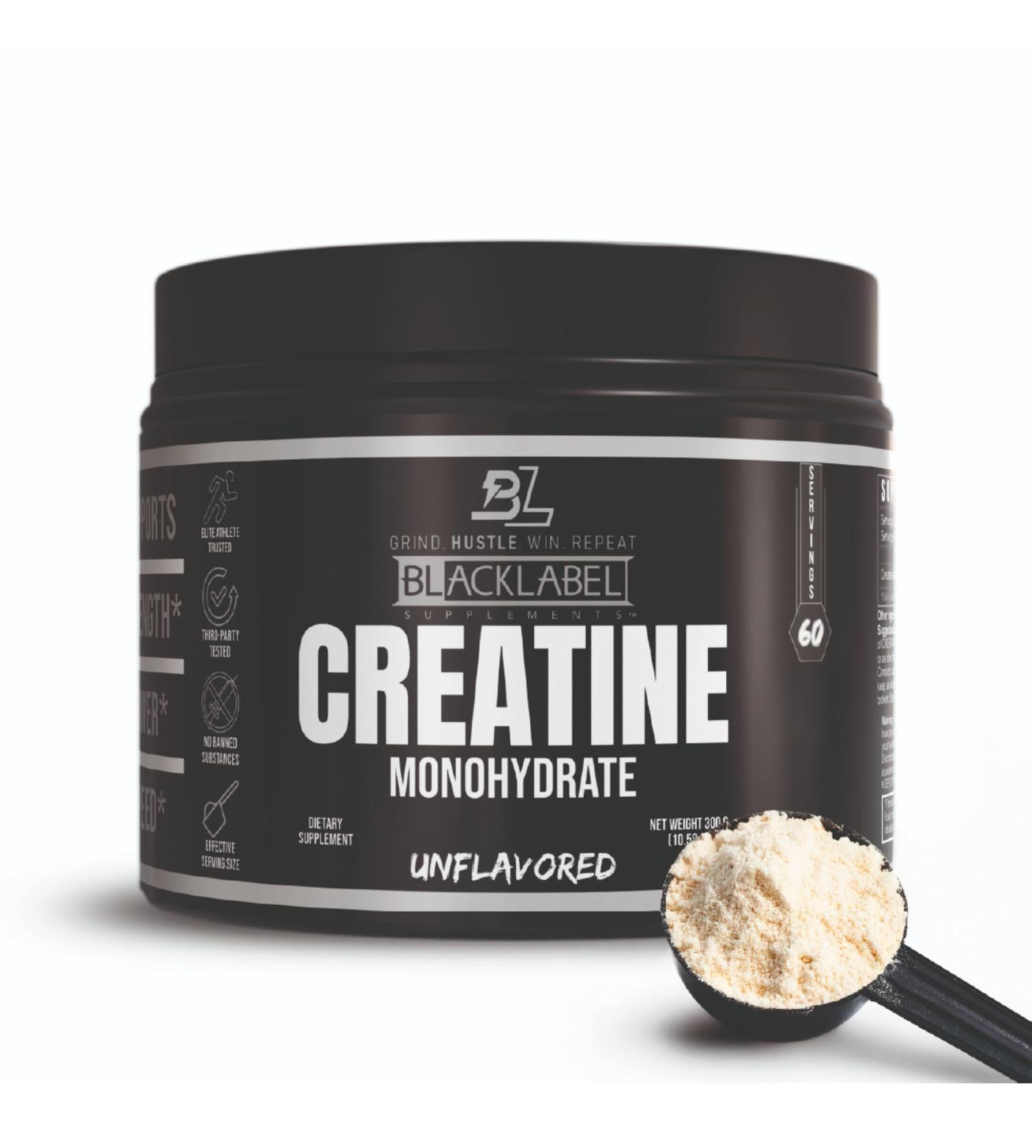 BLACKLABEL Supplements Creatine Monohydrate Powder 60 Servings Unflavored Creatine Powder for Muscle Gain and Strength Support Daily Creatine Supplement for Men and Women 5g per Serving - Buy Online on GoSupps.com