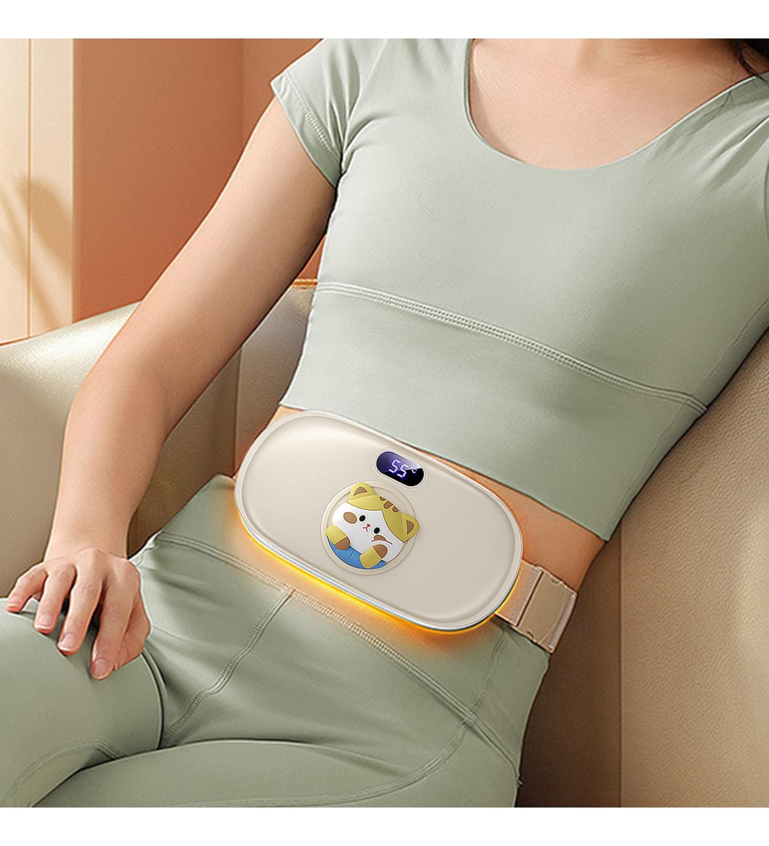 Intelligent Temperature Control Massage Heating Waist Belt for Menstrual Relief - Sweet Kitten Pattern (Beige) | Improve Blood Circulation - Buy Online on GoSupps.com