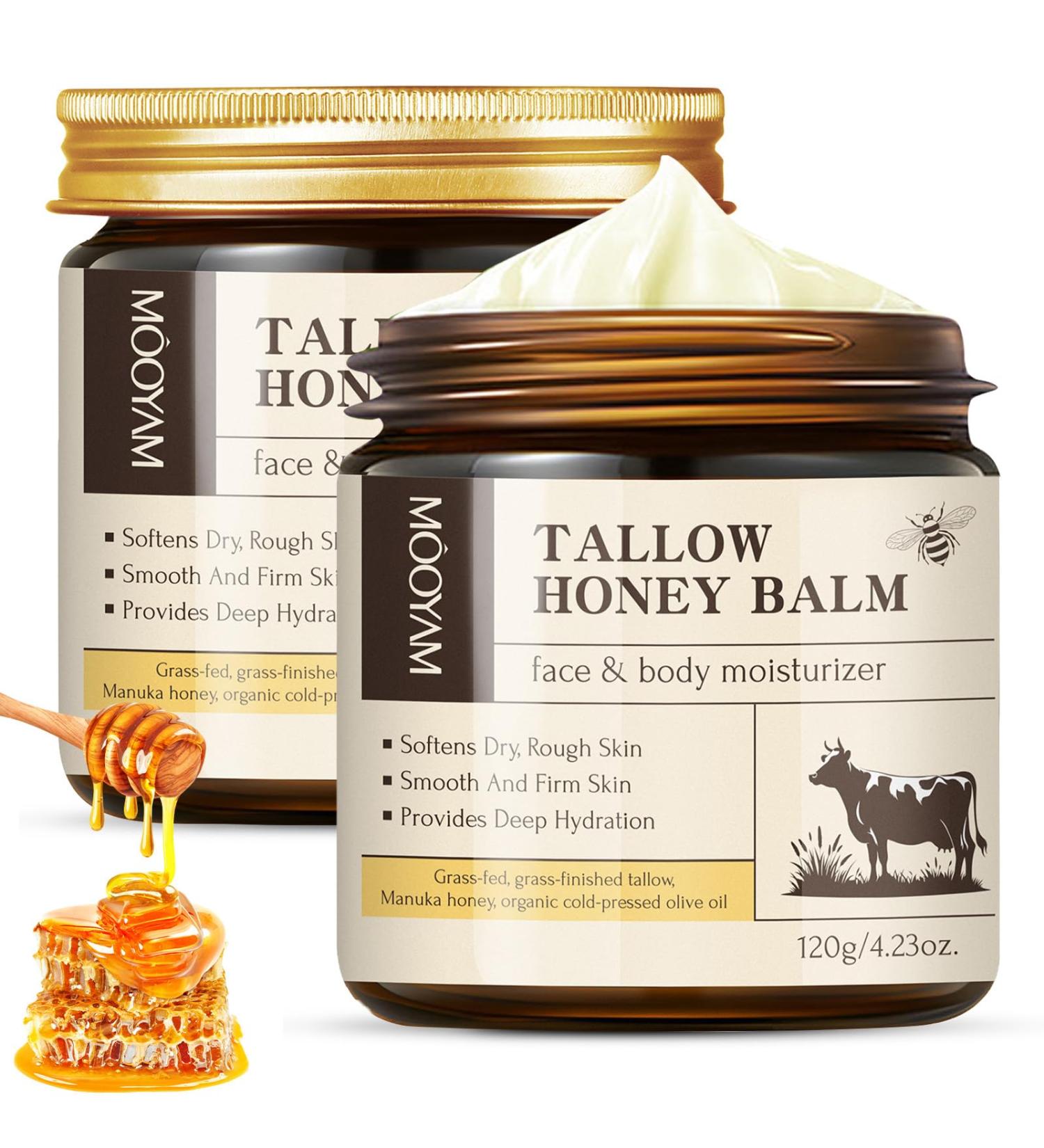 XWUX Beef Tallow Face Cream 2 pieces Segum Honey Facial Balm 100 Grassfed Beef Tallow Balm Face Cream Sego Face Cream Deep care for face and body 120 g x 2 - Buy Online on GoSupps.com
