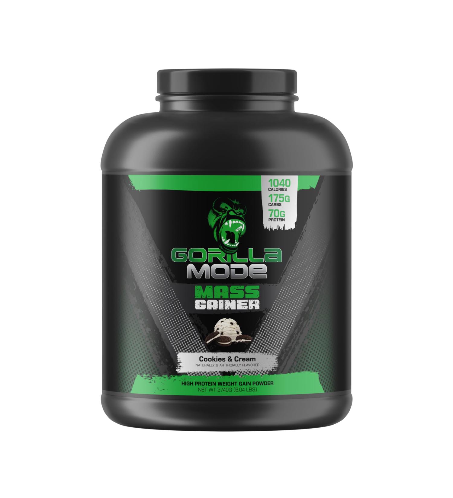 Gorilla Mind Mass Gainer (Cookies & Cream) 70g Protein | 1040 Calories | 175g Carbs | High Protein Weight Gain Powder