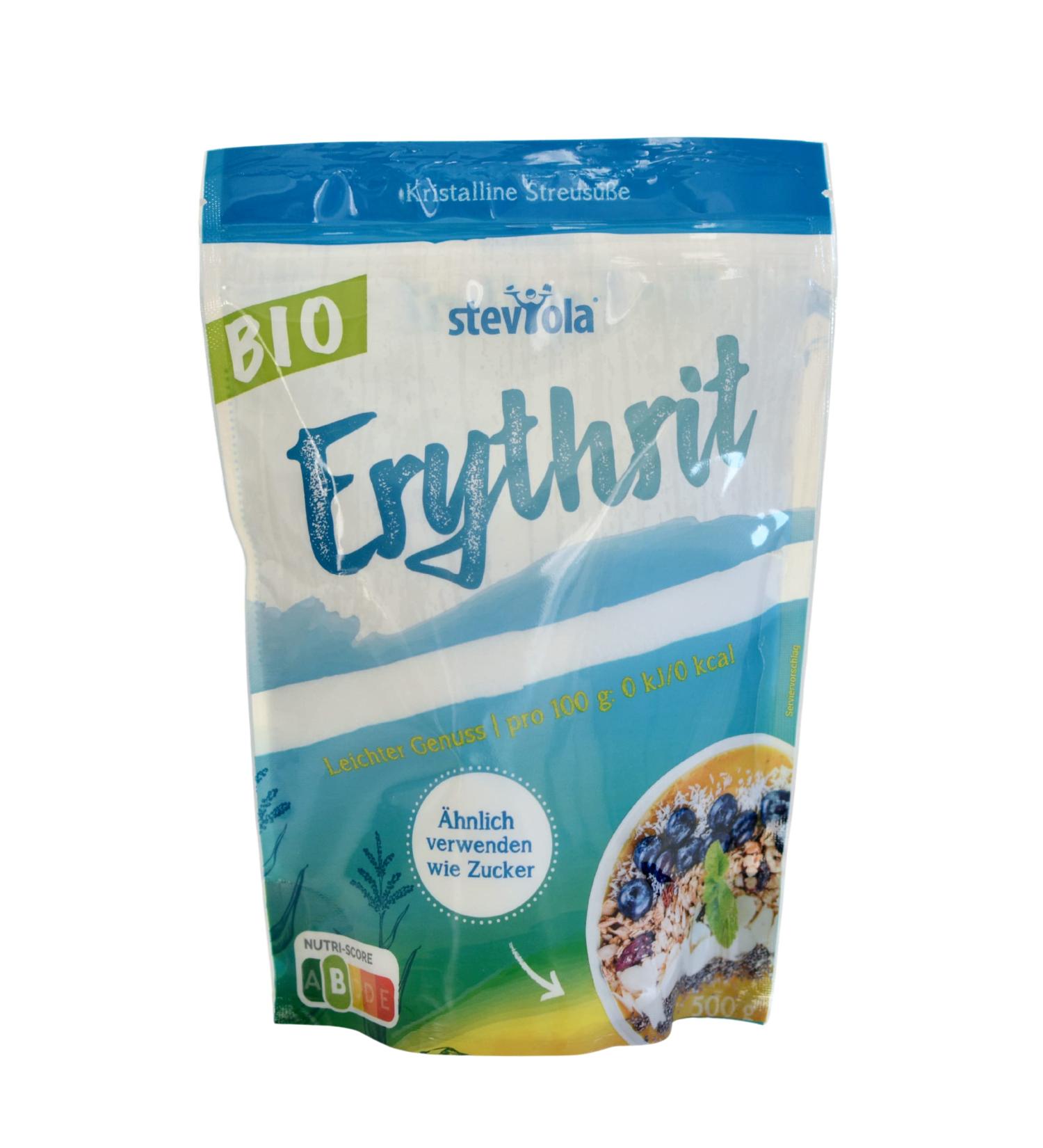 Steviola Bio Erythrit White 500g - Organic Vegan Sugar-Free Sweetener for Food & Drinks - Buy Online on GoSupps.com