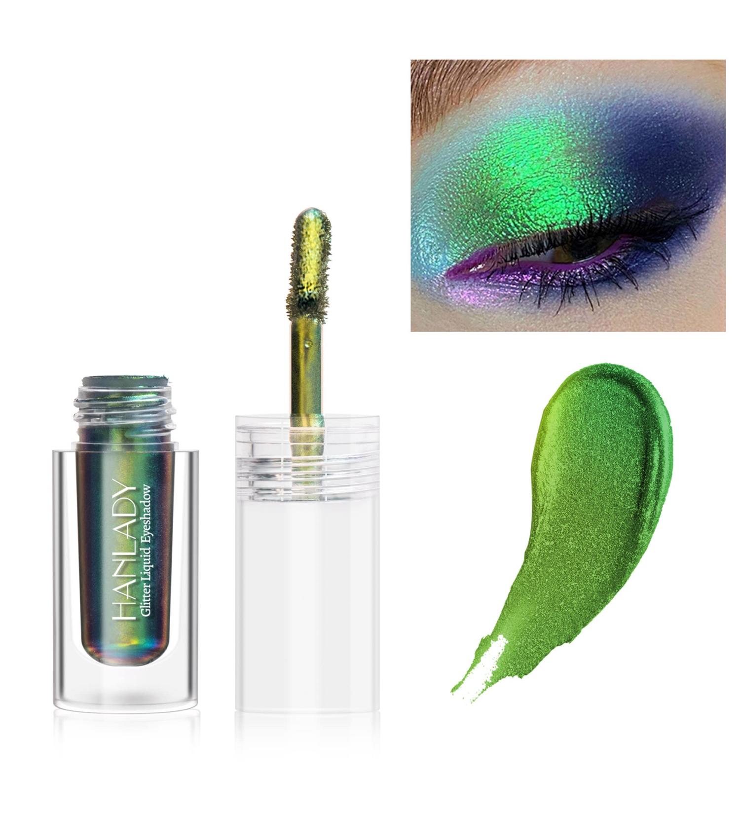 HANLADY Chameleon Glitter Eyeshadow Liquid: Intense Color Shifting Green, Long Lasting, Quick Dry - High Pigmented Shimmer Eye Makeup - Buy Online on GoSupps.com