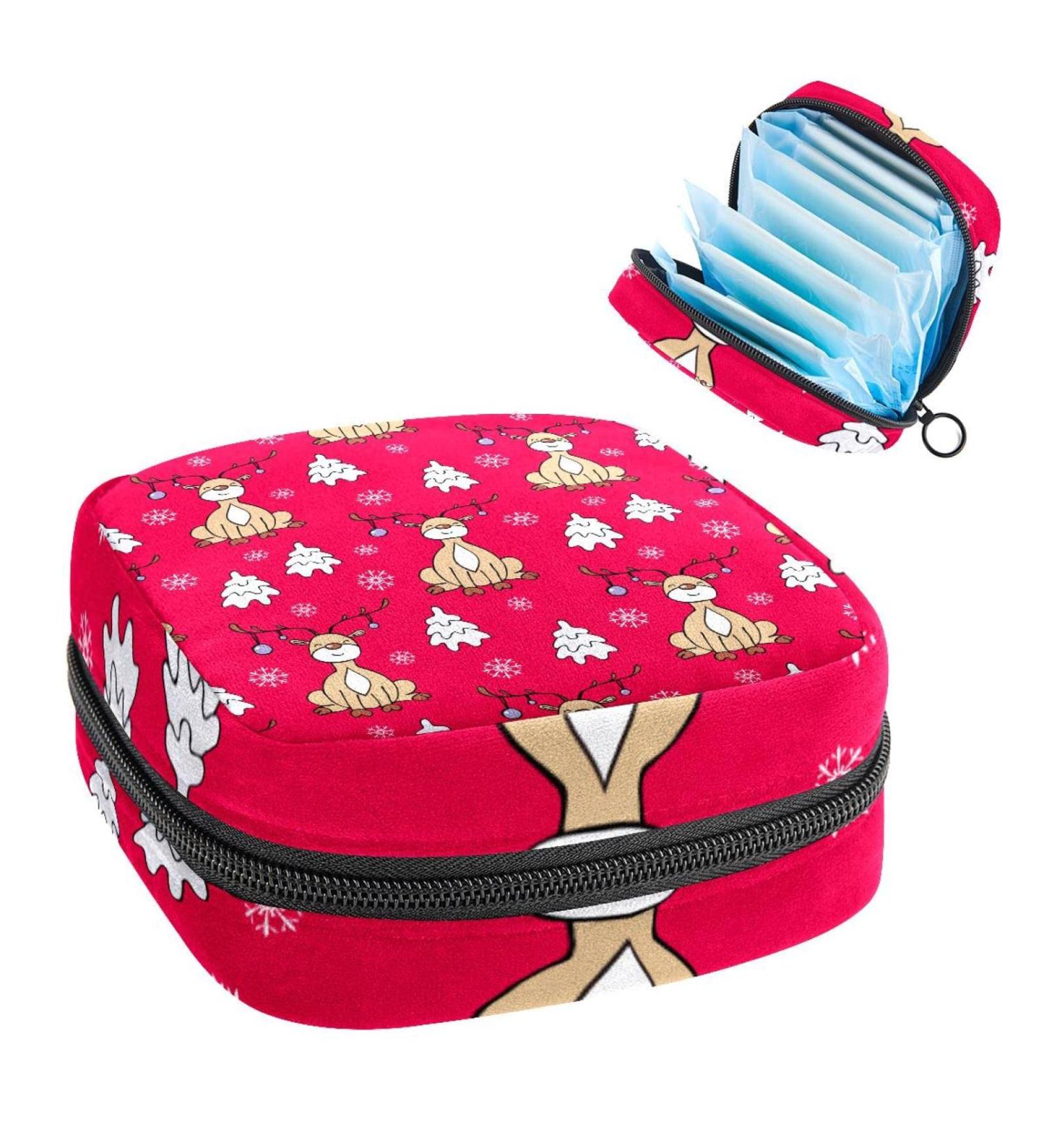 Christmas Deer Menstrual Cup Pouch - Multi-colored Period Bag for Women and Teen Girls - Buy Online on GoSupps.com