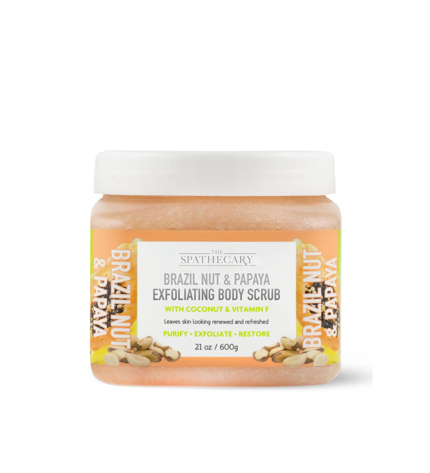 Brazil Nut & Papaya Exfoliating Body Scrub 21 oz Coconut and Vitamin F Purifies and Restores Skin Ultra Nourishing Body Scrub for Women & Men