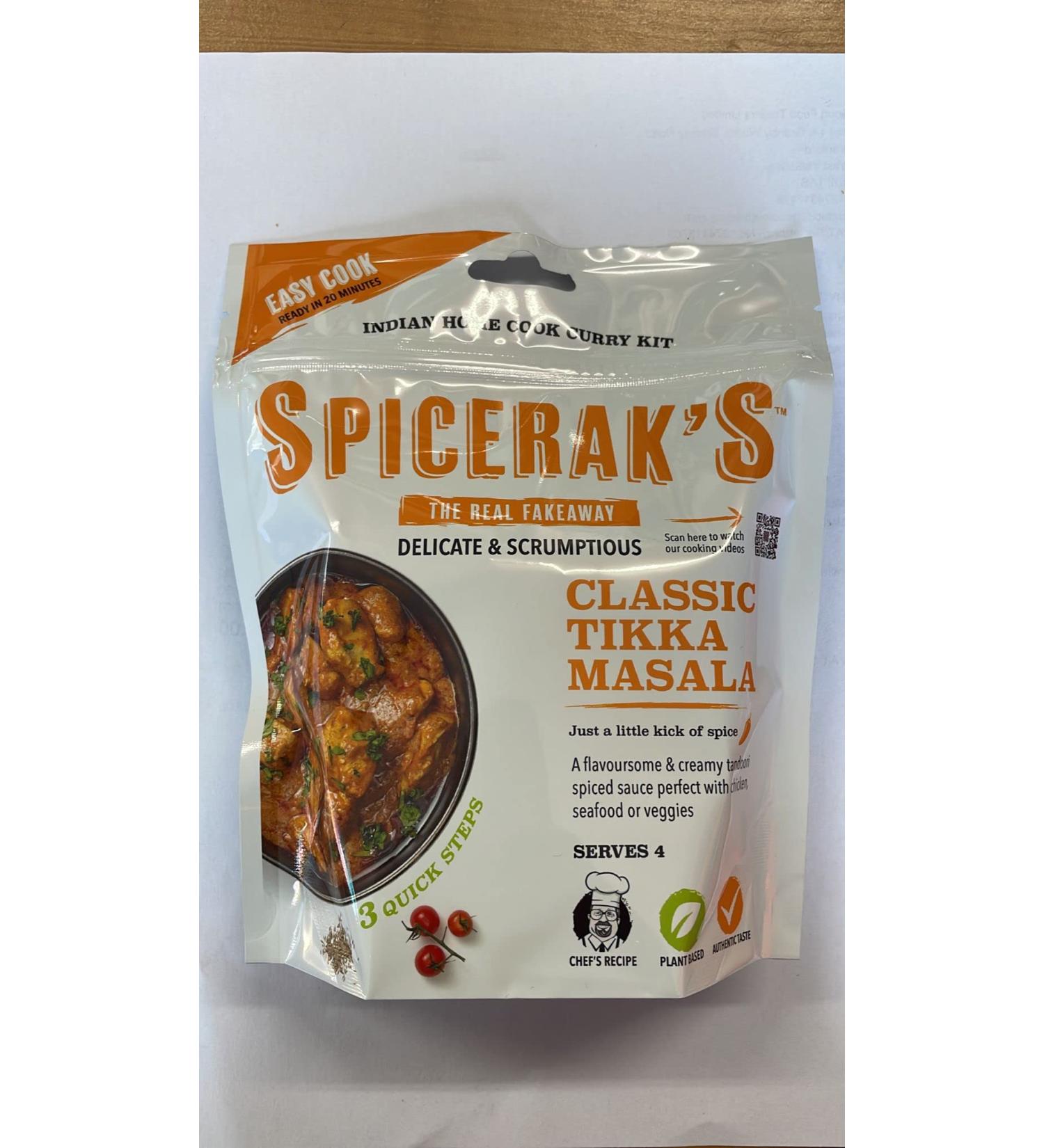 CLASSIC TIKKA MASALA- 322g(161gxPACK OF 2) - SPICERAK'S - THE REAL FAKEAWAY! UK's Best Indian Curry Sauce Meal Kit - Plant Based