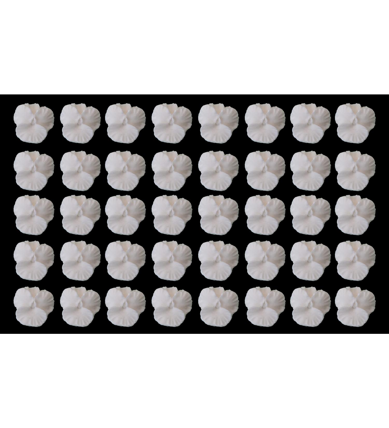40 x edible 3D 25mm violets viola flowers many colours toppers cake cupcakes decorations (White)
