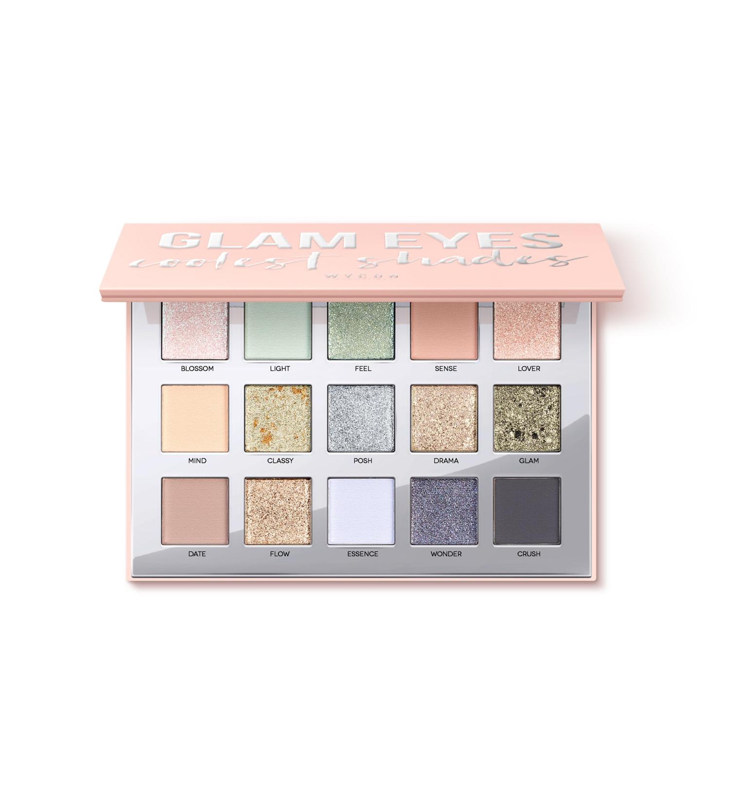 WYCON cosmetics GLAM EYES EYESHADOW - Eyeshadow Palette with 15 Matte and Shimmer Shadows Highly Blendable - COOLEST TONES - Buy Online on GoSupps.com