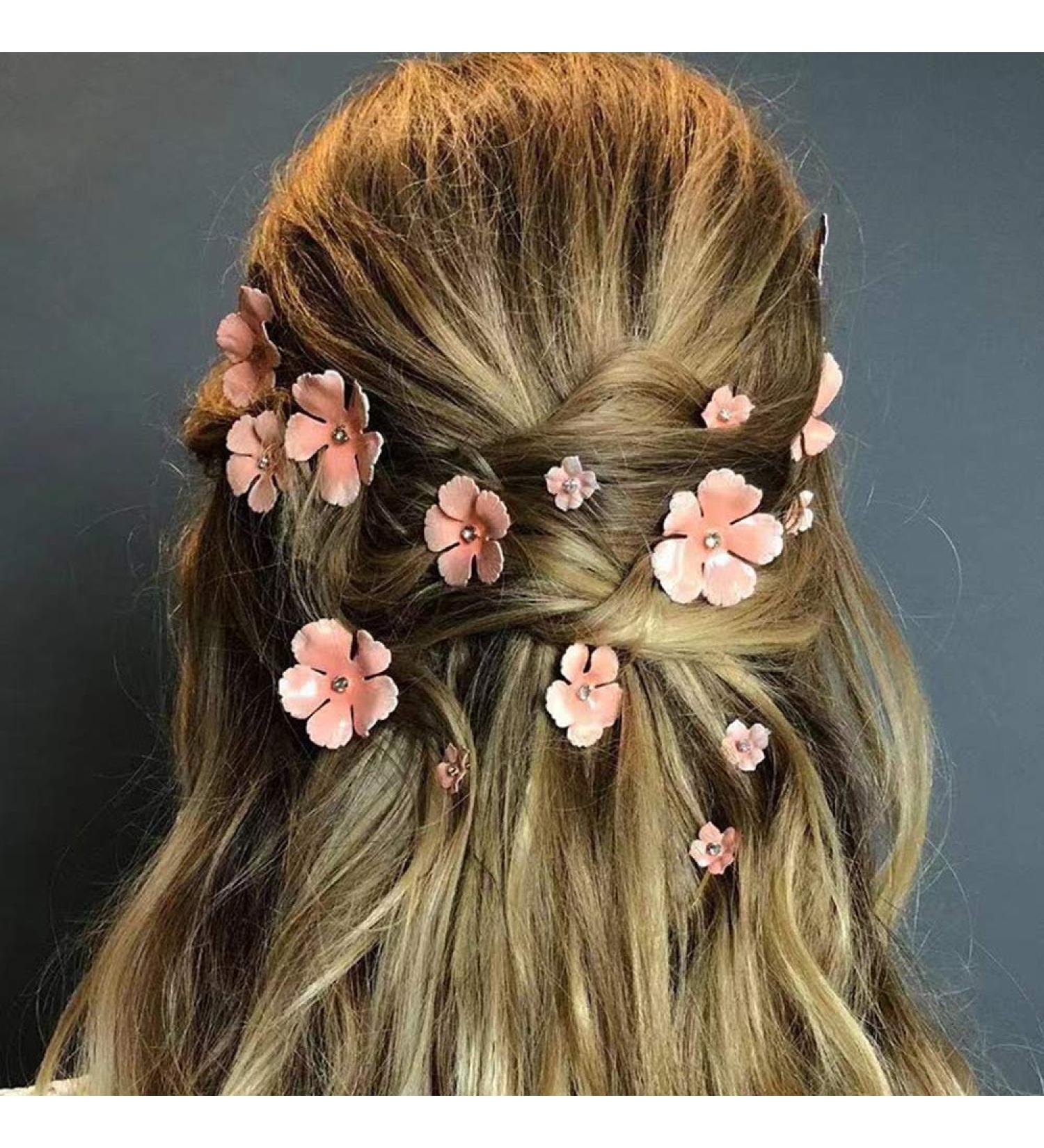 Pink hair accessories for wedding cheap