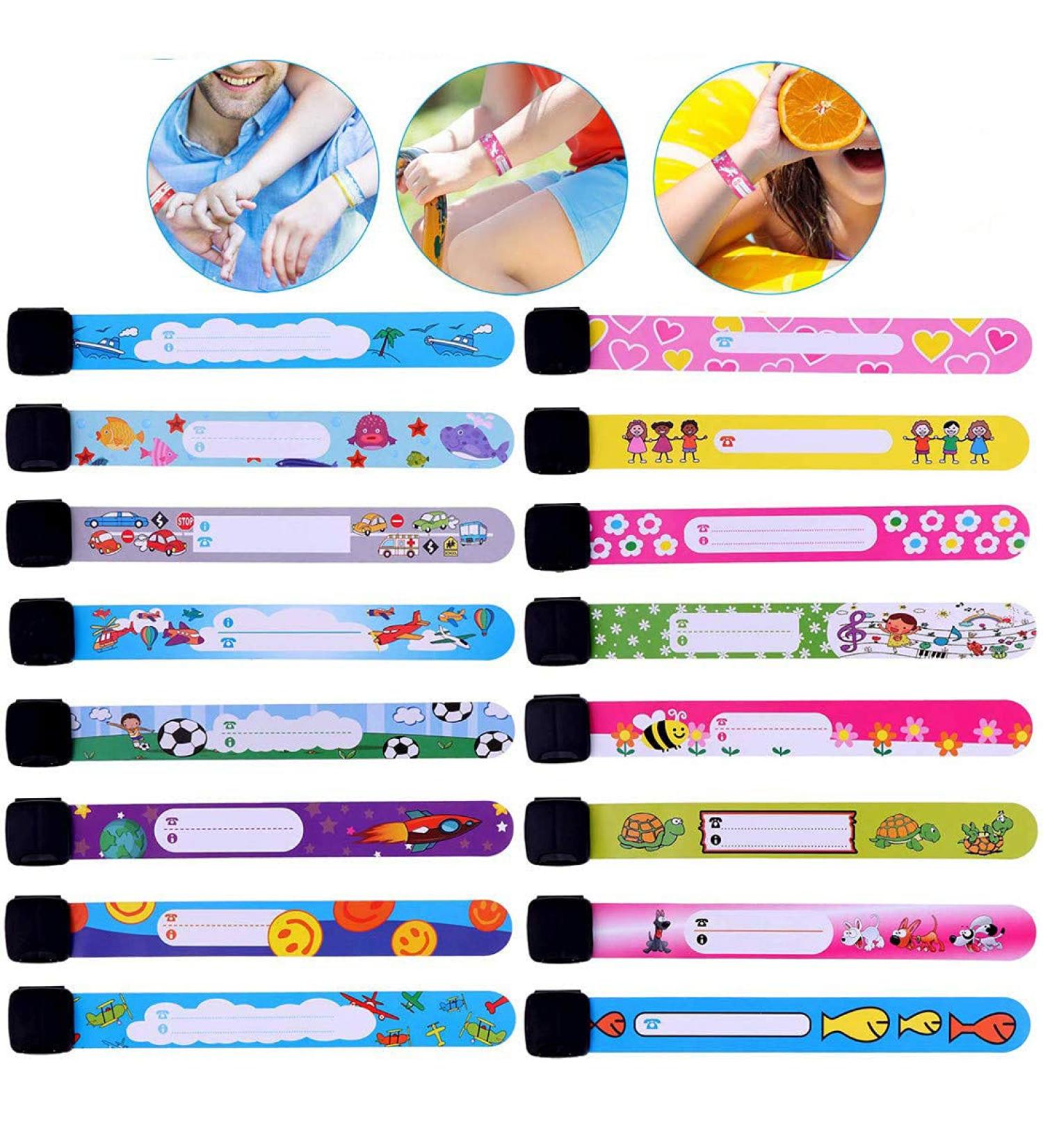 16 PCS Safety ID Wristbands for Kids - Reusable and Waterproof Anti Lost Bracelets - Adjustable SOS Bands for Boys and Girls - Buy Online on GoSupps.com