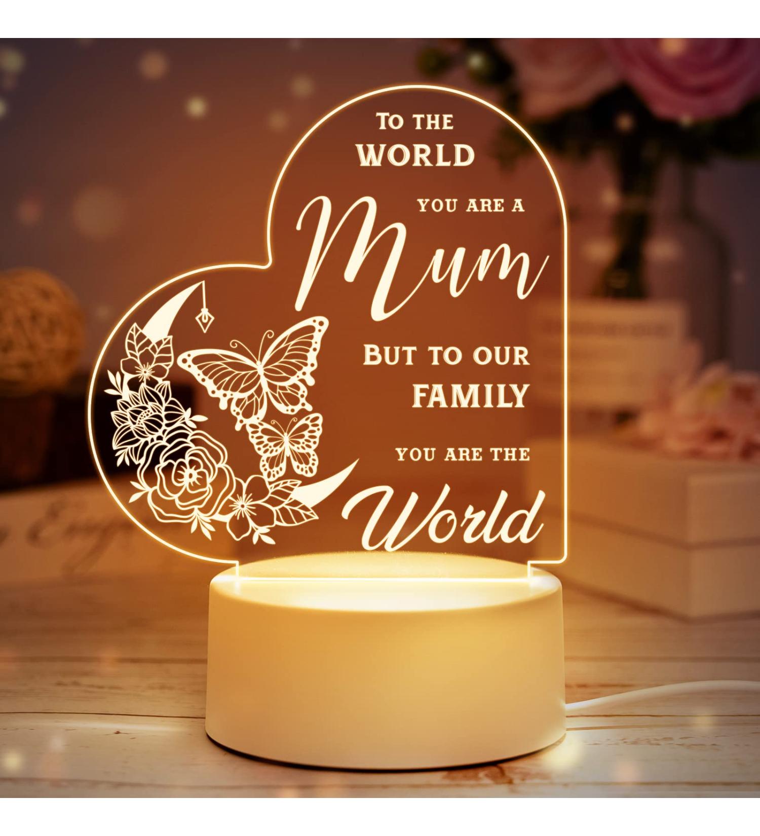 Engraved Acrylic Night Light - Special Christmas & Birthday Gifts for Mum from Daughter - Buy Online on GoSupps.com