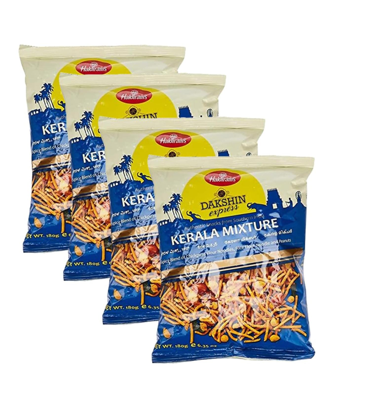 Haldiram s Savory Snacks Easy to Carry Anywhere Crispy Crunchy & Spicy Delicious Indian Namkeen Snacks Made With Authentic Taste Enjoy At Tea Time (Daksin Express Kerala Mixture Pack of 4)