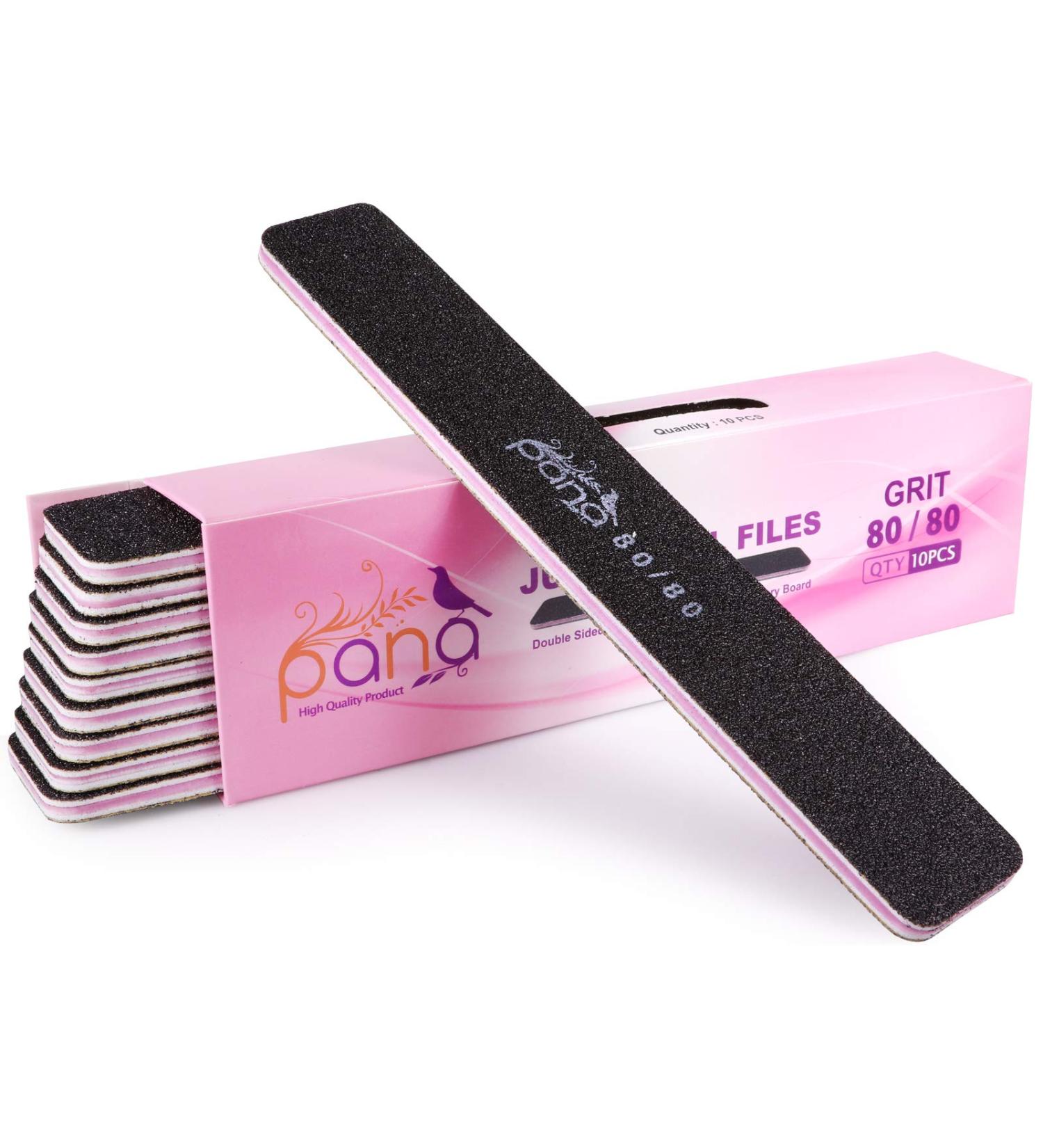 PANA Jumbo Double-Sided Emery Nail File for Manicure Pedicure - Black (Grit 80/80) - 50 Pack - Buy Online on GoSupps.com