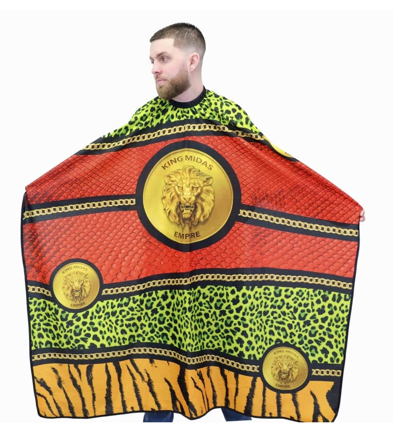King Midas Empire Professional Barber Cape for Men | Salon Hair Cutting Cape with Elastic Neck Closure - International Shipping Available - Buy Online on GoSupps.com