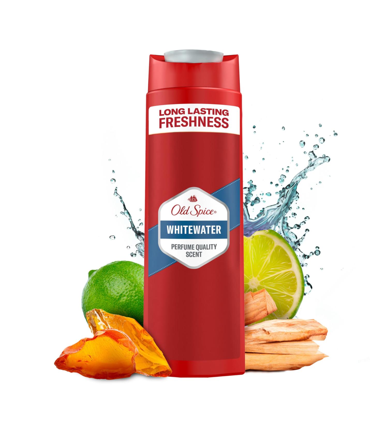Old Spice WhiteWater 3-in-1 Shower Gel & Shampoo for Men | Fresh Lemon Sandalwood & Amber | 250ml - Long-Lasting Clean | International Shipping Available - Buy Online on GoSupps.com