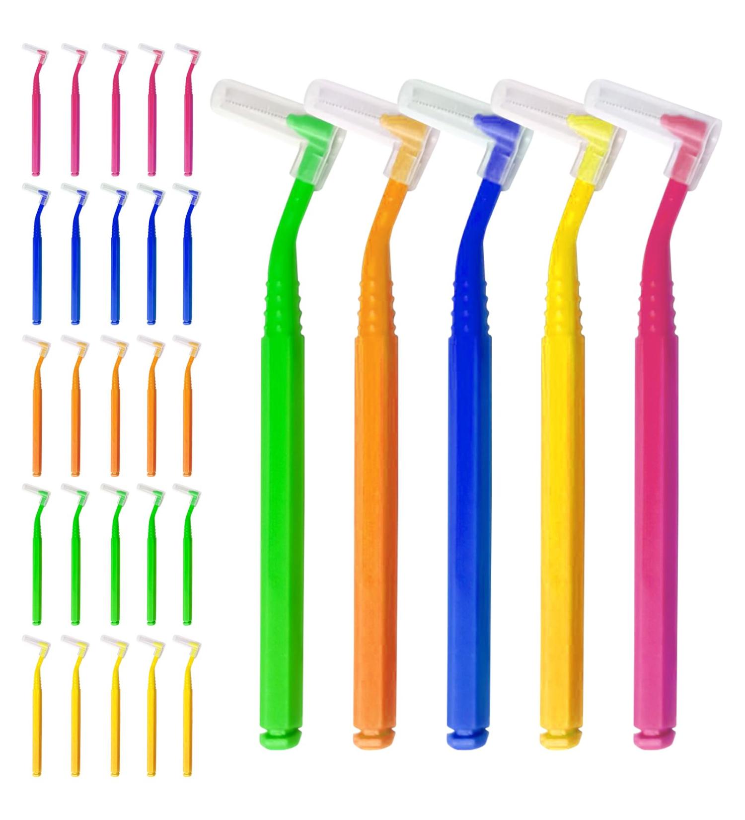 Skhaovs 25 Interdental Brushes Gap Brush for Teeth & Gums Non-Slip Handle Braces Cleaning 5 Colors - Universal Oral Care - Buy Online on GoSupps.com