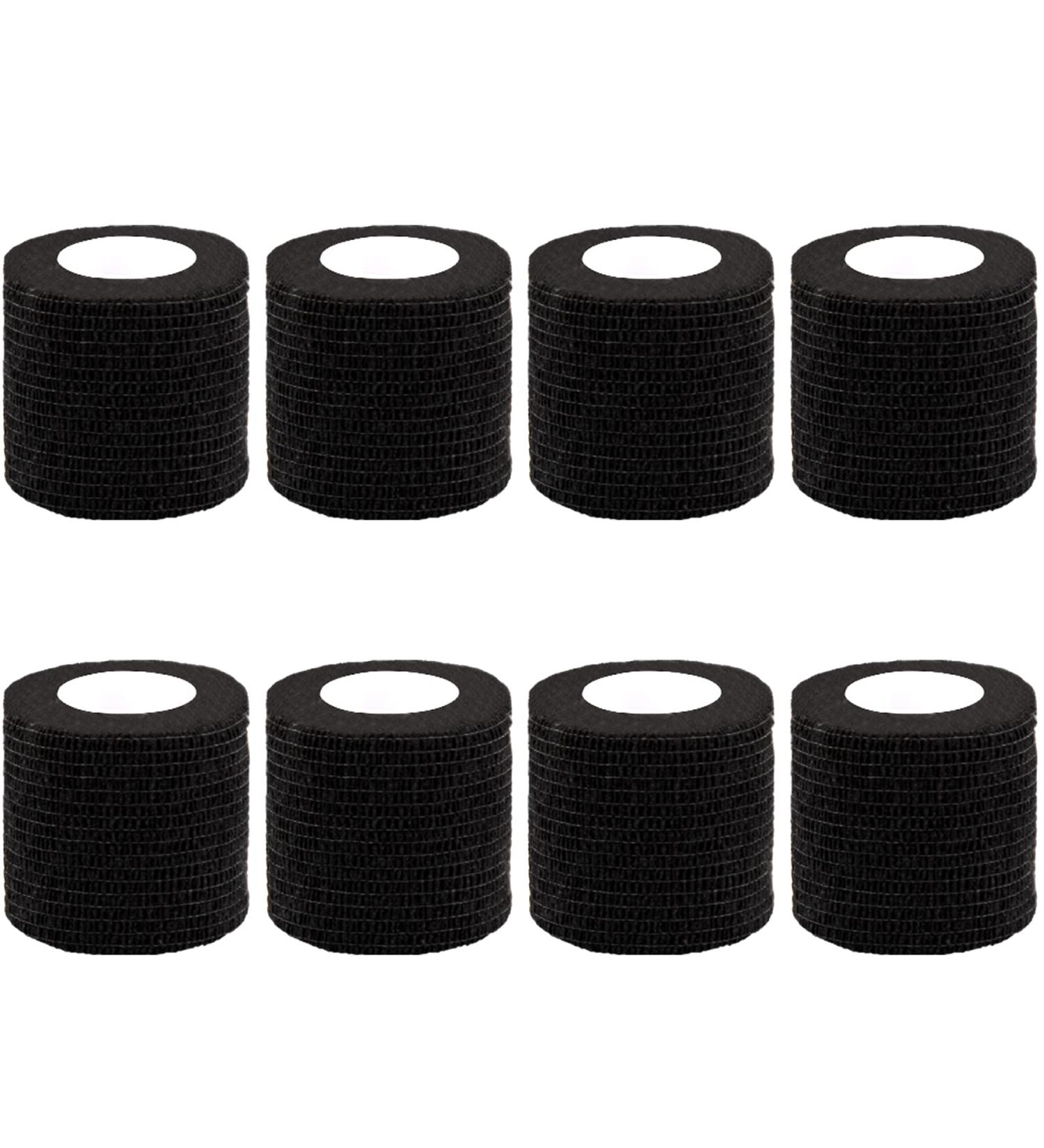 BQTQ 8 Rolls Cohesive Bandage 2 Inch - Self Adherent Sport Wrap Tape for Ankle Sprains - Black - Ideal for Human and Animals - Stretch Bandage Wrap Athletic Tape - Buy Online on GoSupps.com