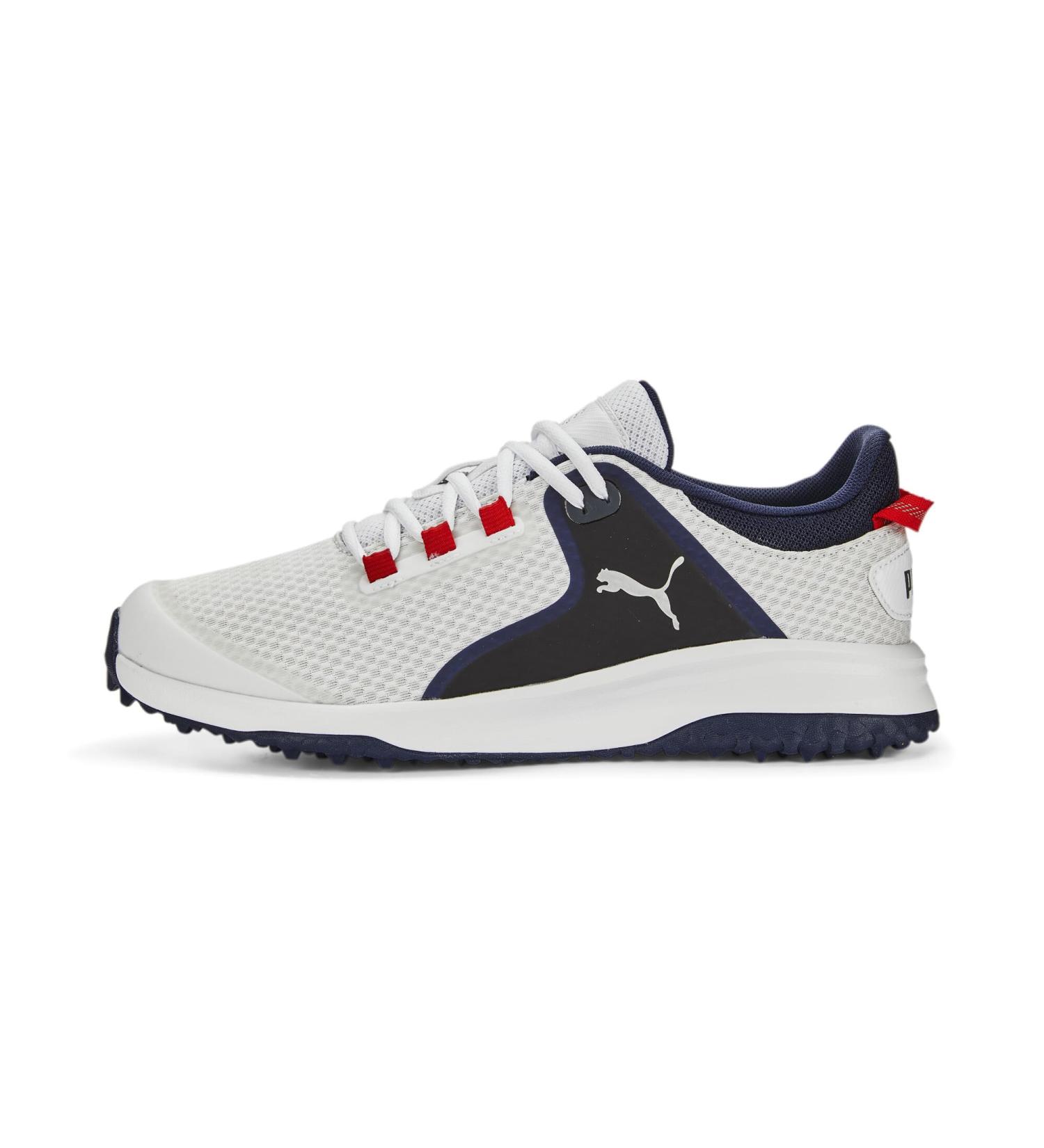 PUMA Men's Fusion Grip Golf Shoe - Size 42 EU | White Silver & Navy - International Shipping Available - Buy Online on GoSupps.com