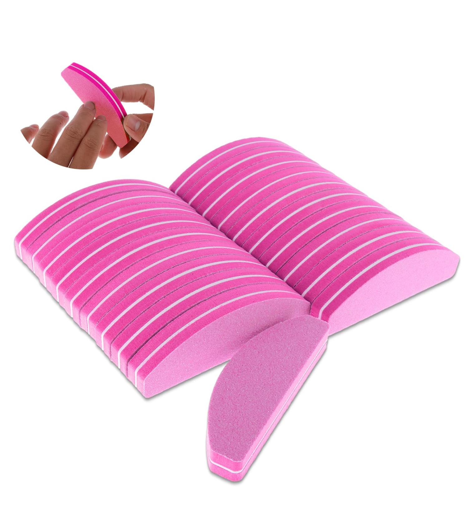 Professional 20-Piece Nail File Set - 100/180 Grit Washable Double-Sided Buffers for Gel Nails - Ideal for Nail Studios & Home Use (Pink) - Buy Online on GoSupps.com