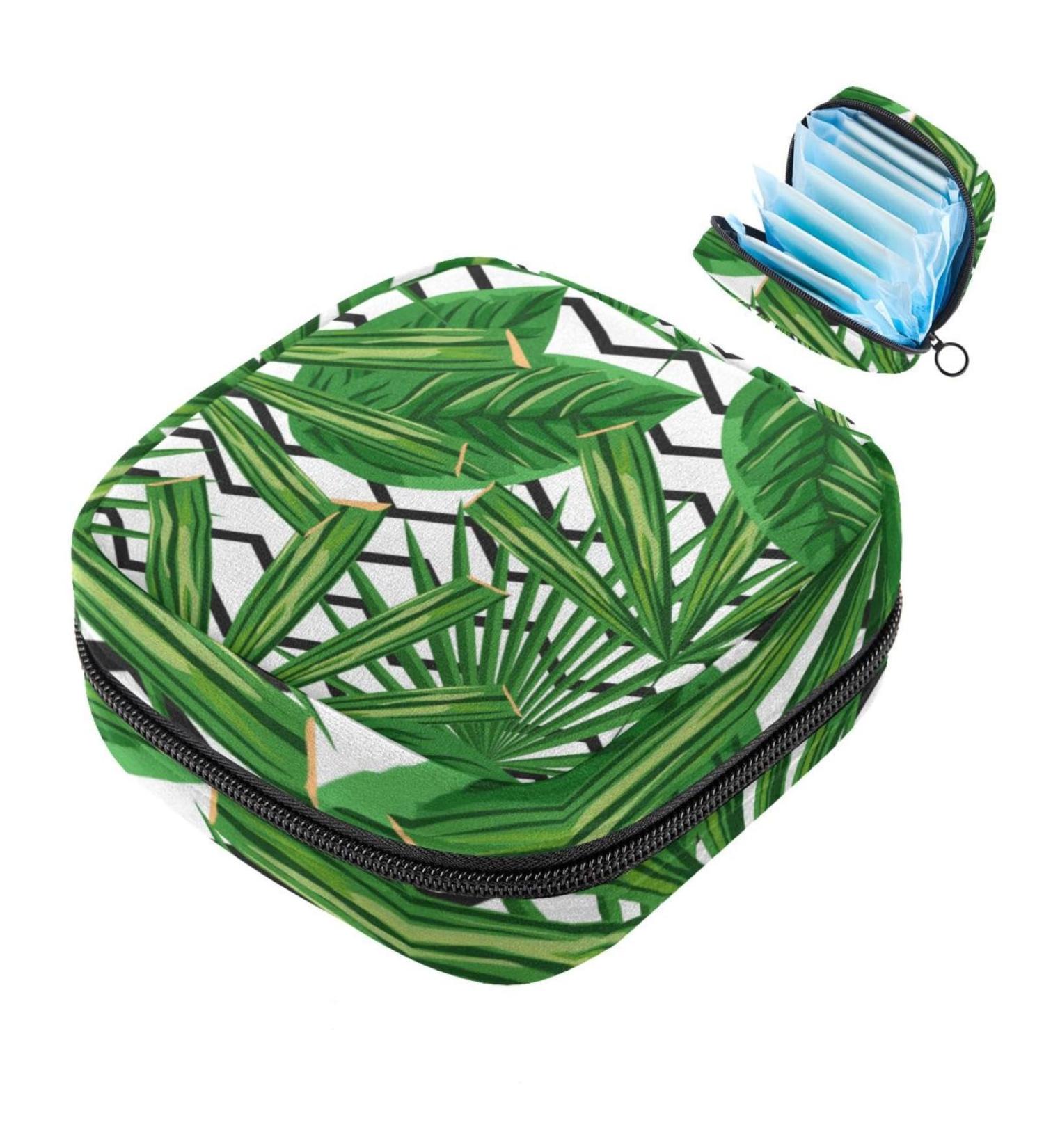 Shop Women's Binding-Up Bags | Green Tropical Plant Design & Portable Storage for Menstruation Needs - Perfect for School & Office - Buy Online on GoSupps.com