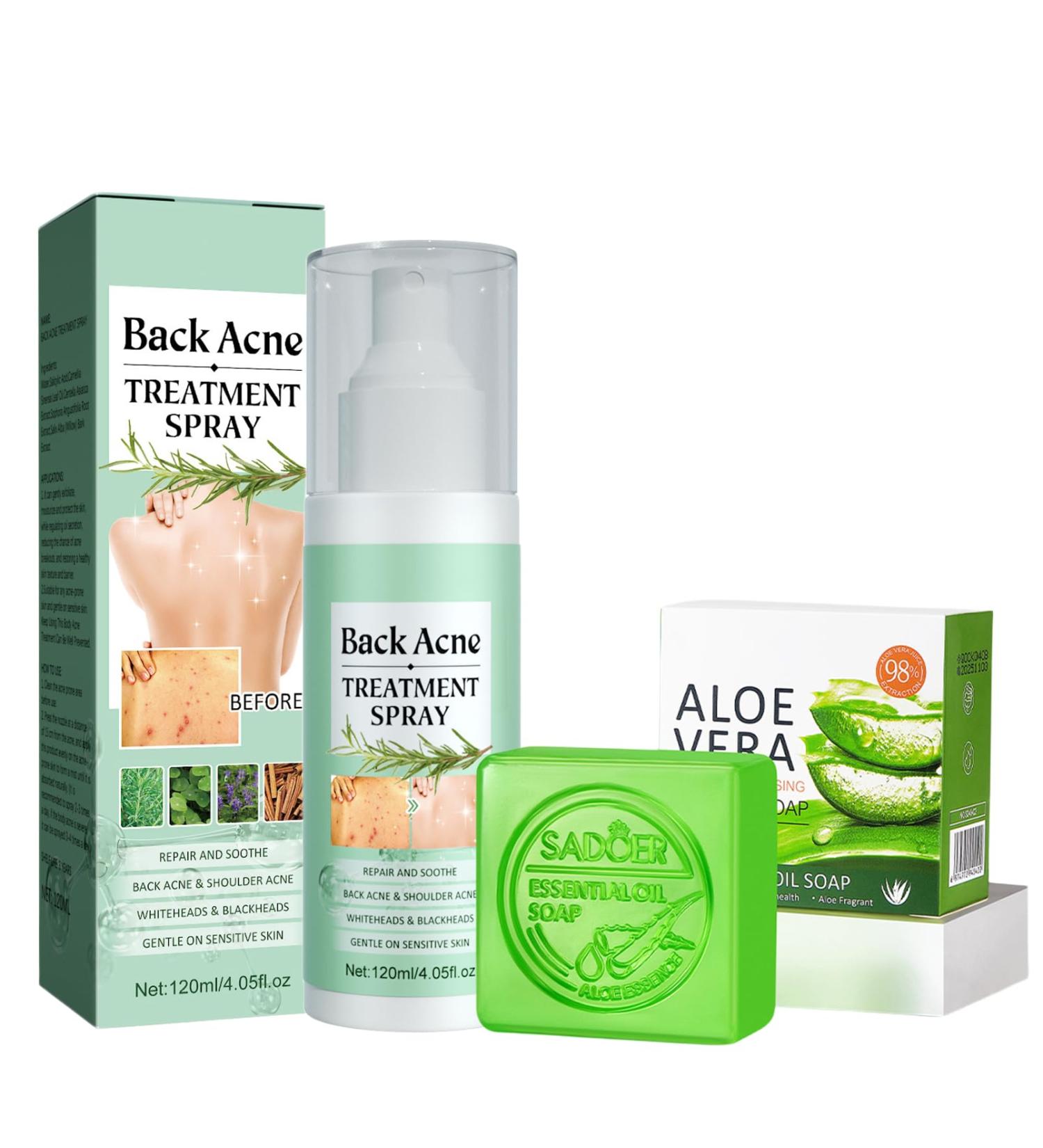 Back Acne Treatment Spray & Aloe Soap Bar for Face Body Acne Body Spray Repair Back Shoulder Acne & Body Acne & Chest Acne & Butt Acne Moisturizing Deep Clean Effectively Aloe Bar Soap Gentle - Buy Online on GoSupps.com