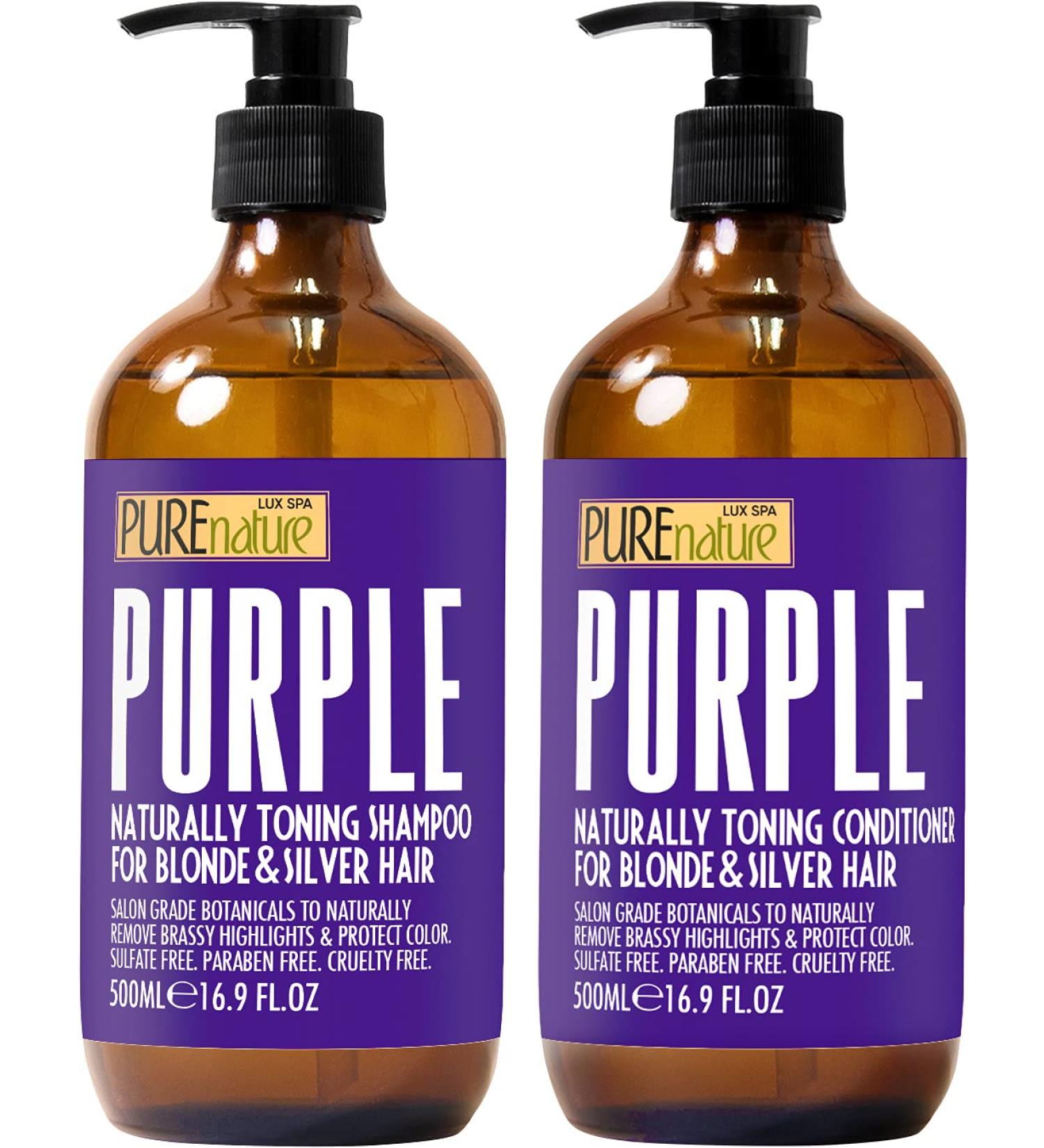 Purple Shampoo & Conditioner Set - Eliminate Brassiness - Ideal for Blonde, Grey, Bleached, Silver Hair - Sulfate-Free - Buy Online on GoSupps.com