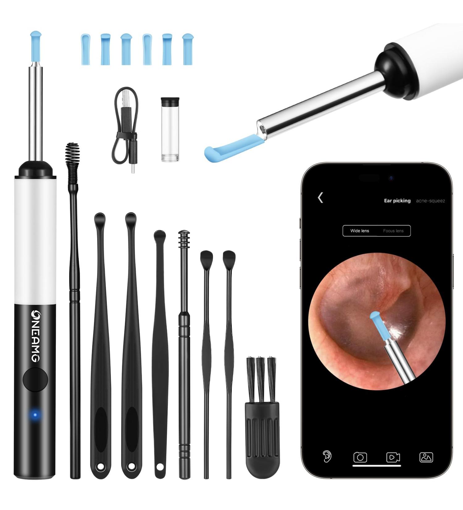OneAMG 1920p HD Ear Wax Removal Otoscope - WiFi Endoscope with 6 LED Lights IP67 Waterproof Camera for Adults & Kids - Compatible with iPhone iPad Android - Buy Online on GoSupps.com