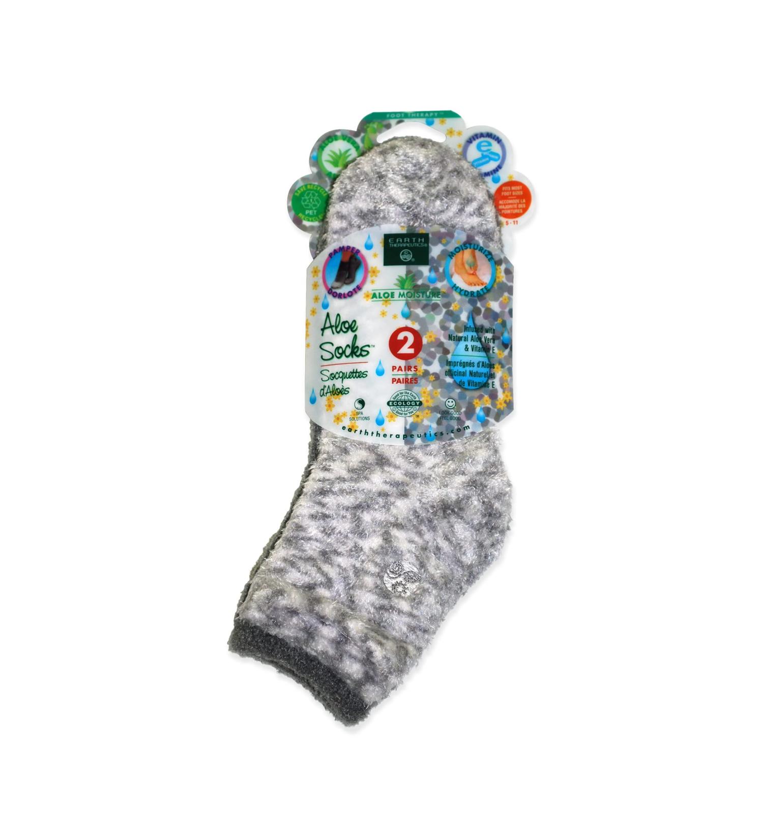 Earth Therapeutics Aloe Vera Socks  Infused with natural aloe vera & Vitamin E  Helps Dry Feet, Cracked Heels, Calluses, Rough Skin, Dead Skin Grey/Charcoal
