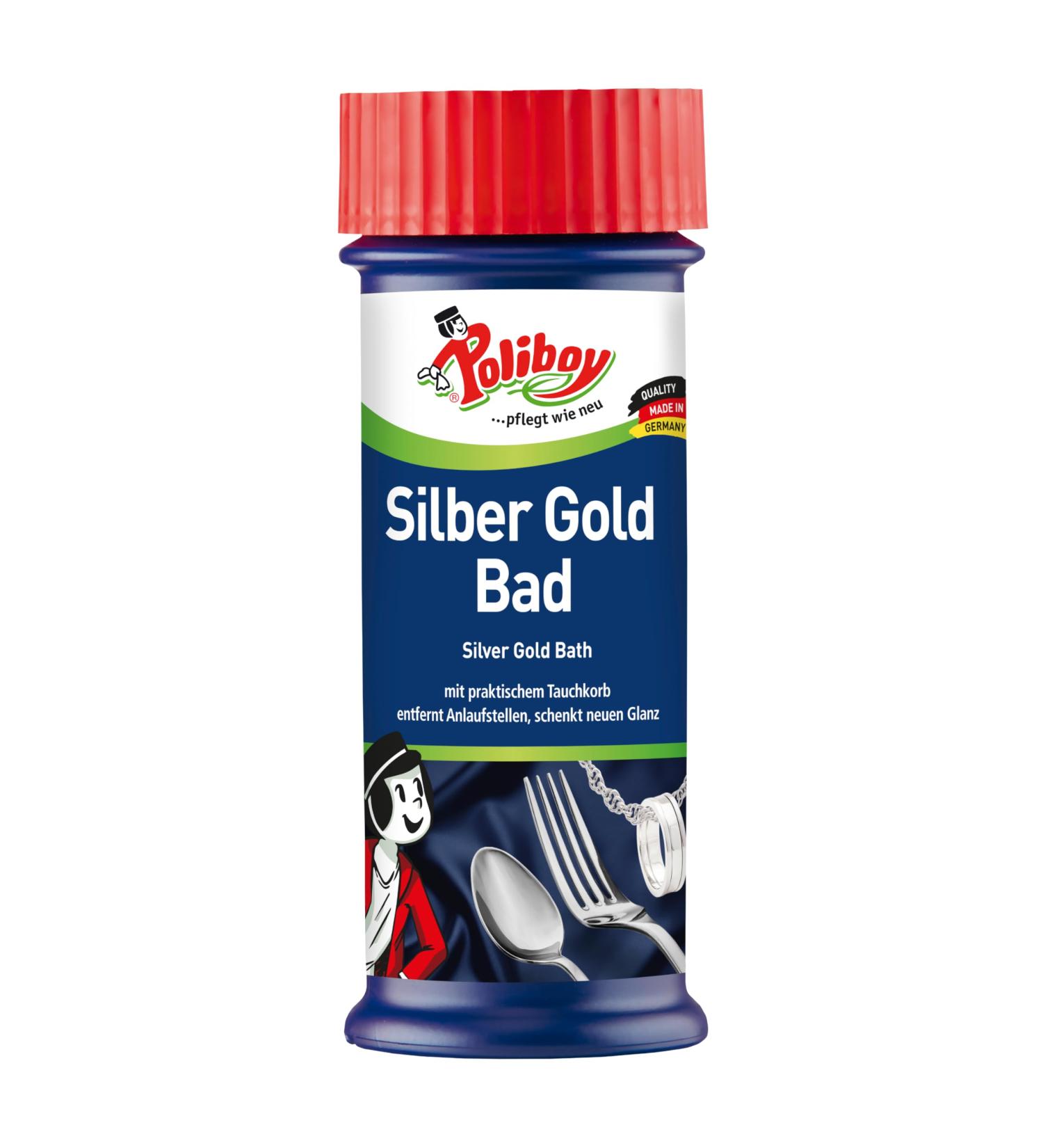 Poliboy Silver Gold Bad - 375 ml Jewelry Cleaner with Diving Basket | High Gloss & Independent Cleaning - Made in Germany - Buy Online on GoSupps.com