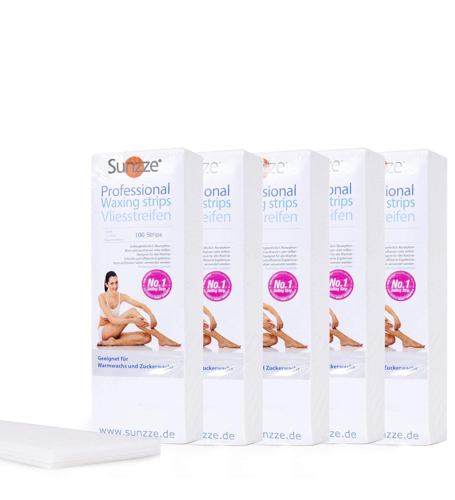 Sunzze Fleece Strips 5x100 - Durable Hair Removal for Warm Wax & Sugar Paste | Silky Smooth Skin | International Shipping - Buy Online on GoSupps.com