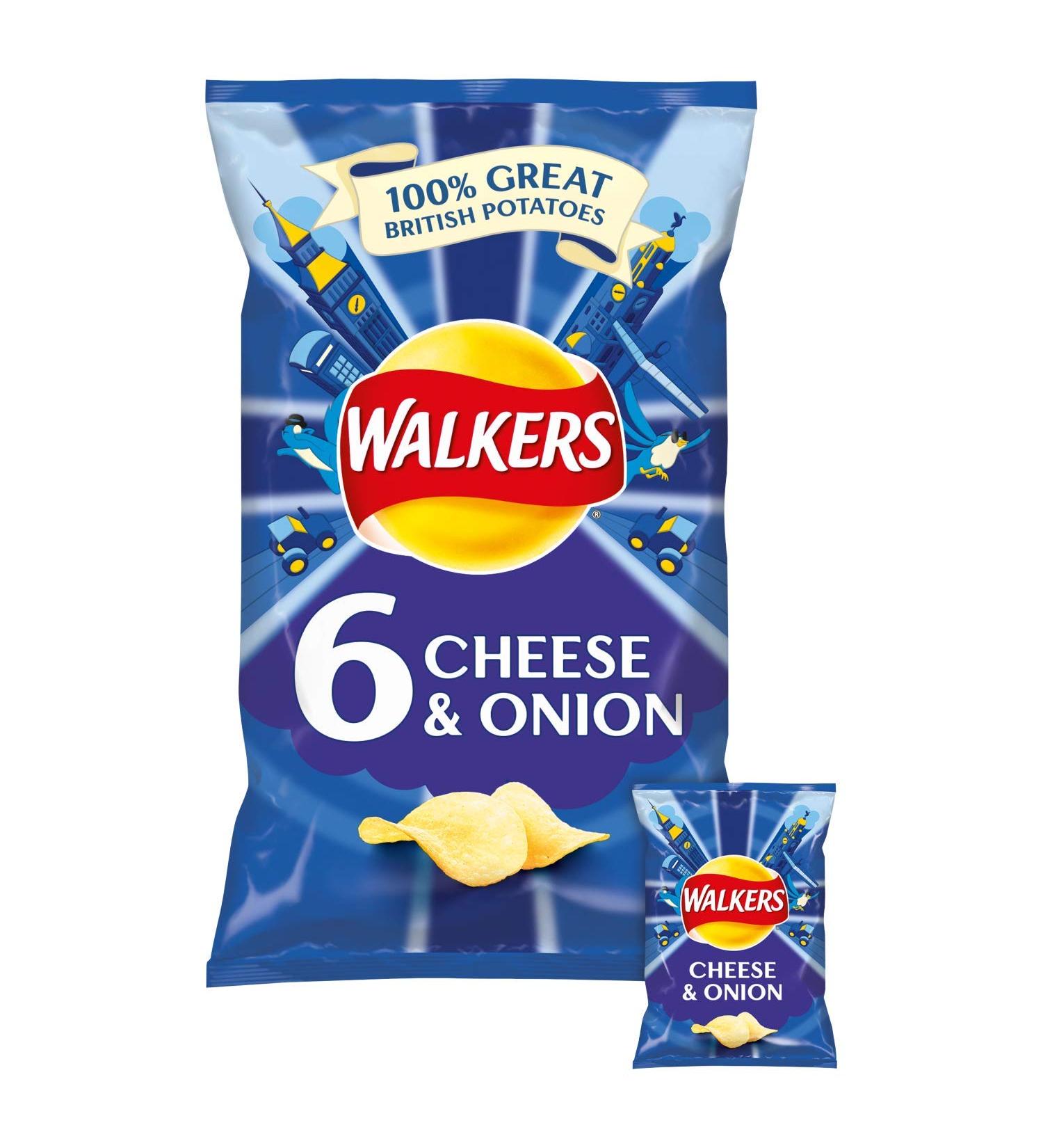 Walker's Walkers Cheese & Onion Crisps 6 x 25g