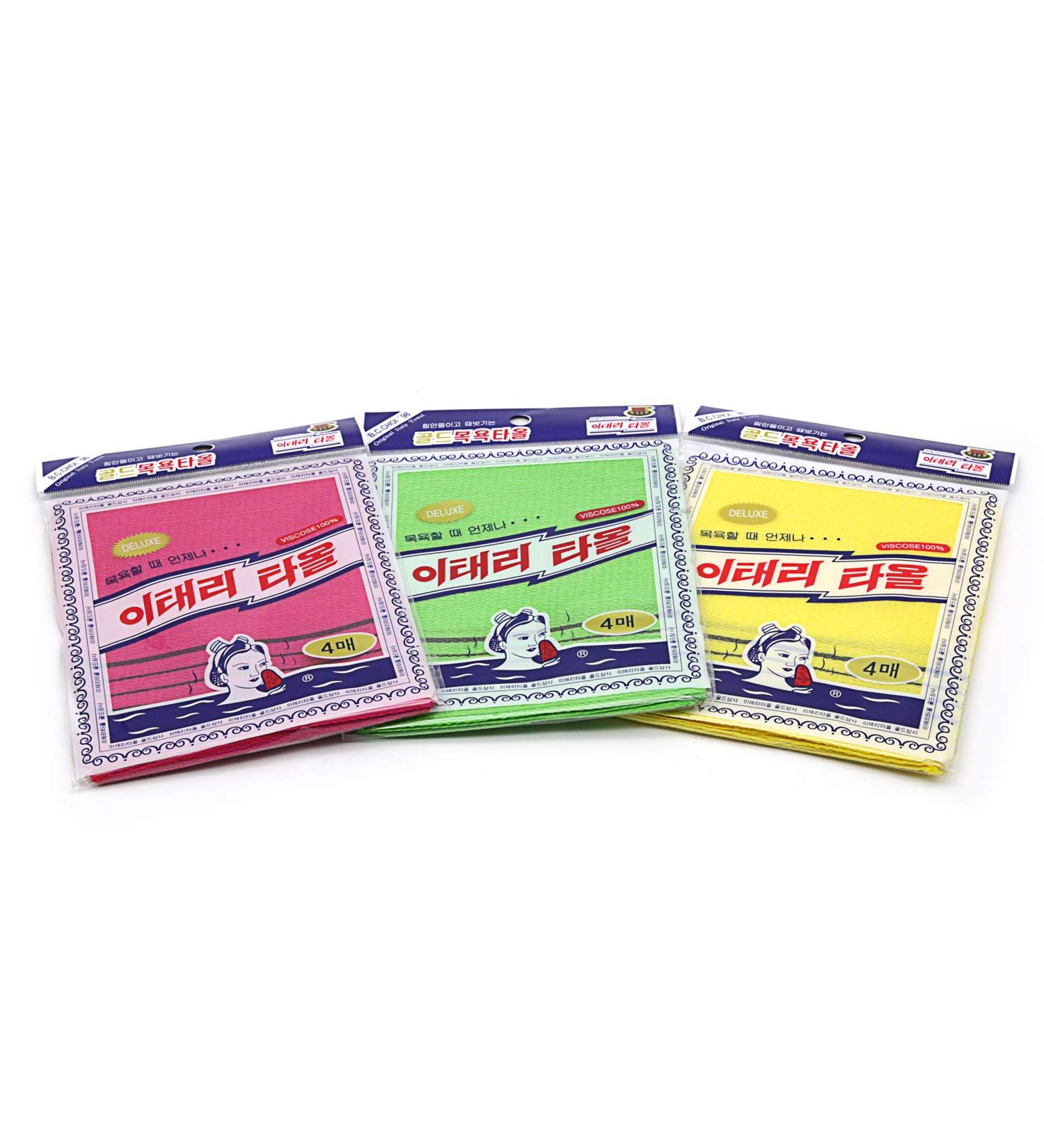 Korean Exfoliating Towel Washcloth Mitts 12pcs - GOLDSANGSA (Green4 Red4 Yellow4) | Korean Italy Towel for Skincare Exfoliation - Buy Online on GoSupps.com