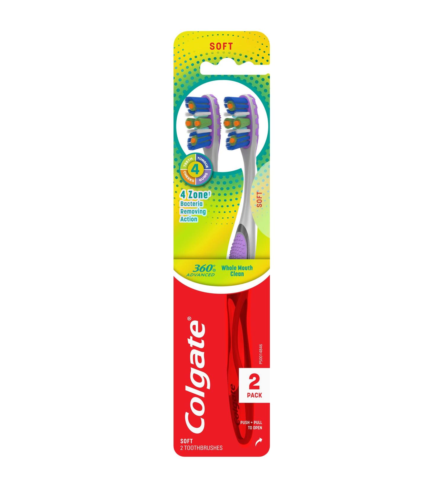 Colgate 360 Advanced 4 Zone Toothbrush Value Pack Soft 0.08 Pound
