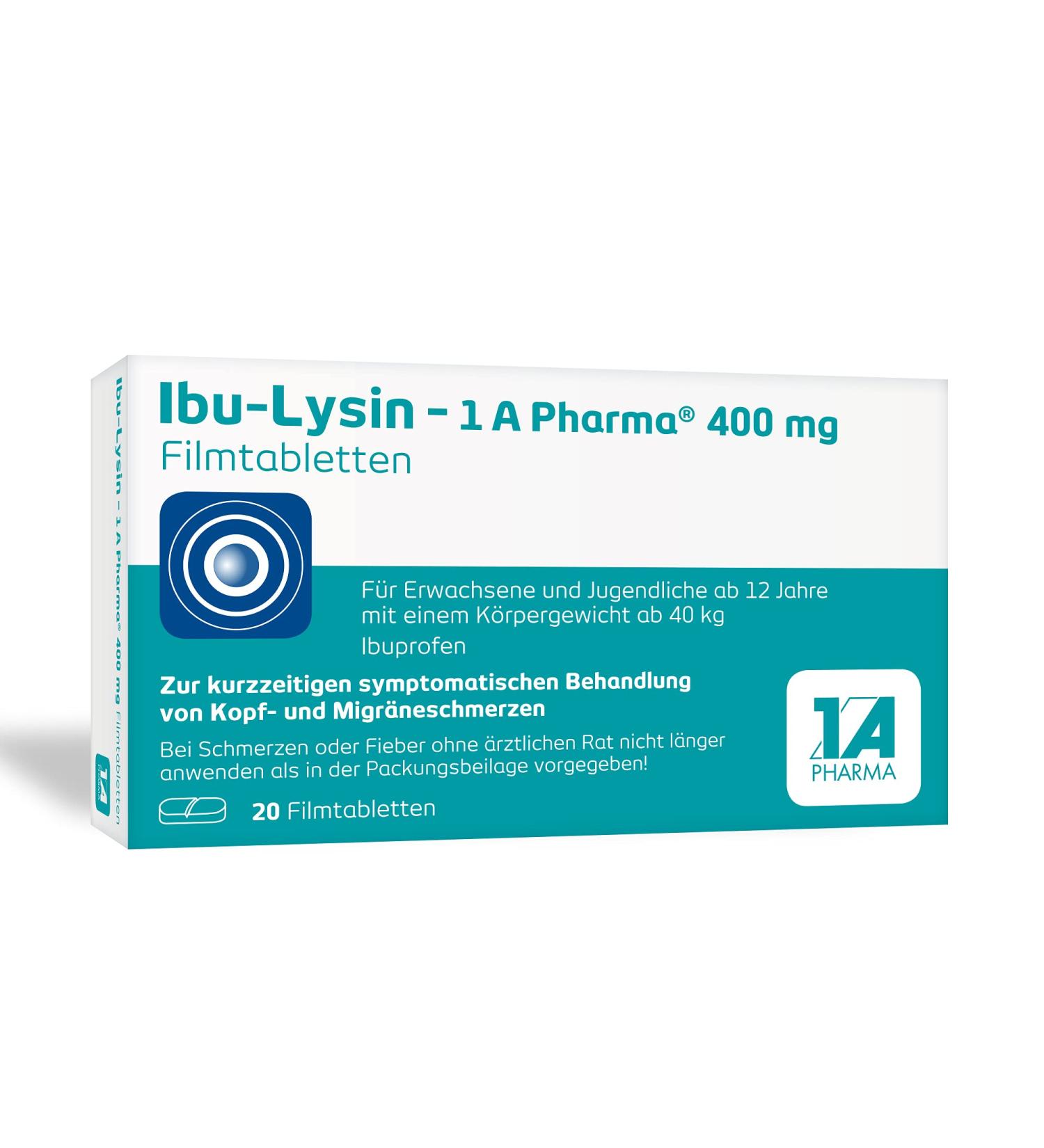 IBU-LYSIN-1 A Pharma 400 mg Film-Coated Tablets - Fast Relief for Headaches (20 pcs) - International Shipping Available - Buy Online on GoSupps.com