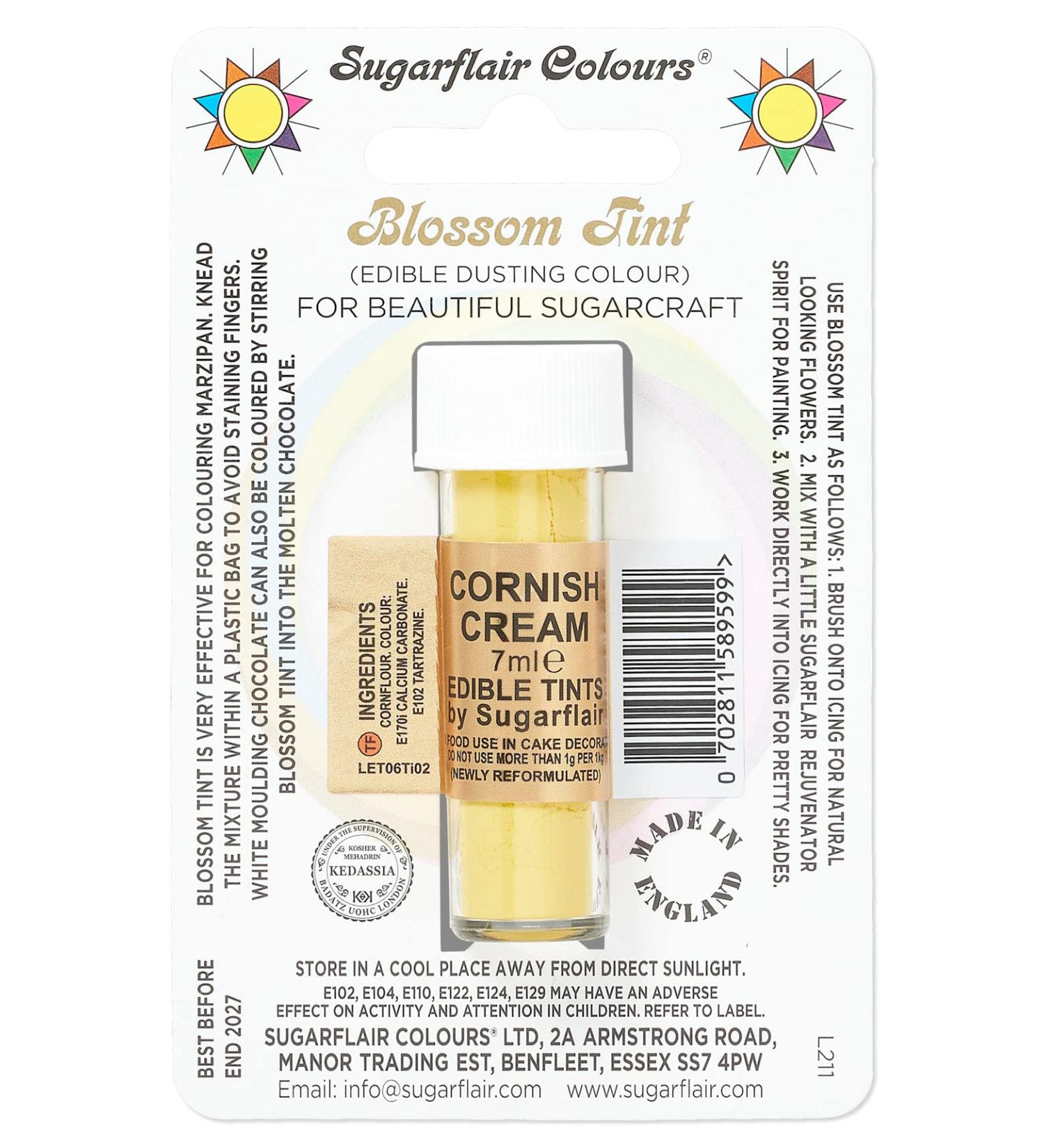 Sugarflair Cornish Cream Blossom Tint Food Colouring and Dusting Powder Matt Finish Brush On or Mix with Rejuvenator Spirit to Create a One of A Kind Cake - 7ml