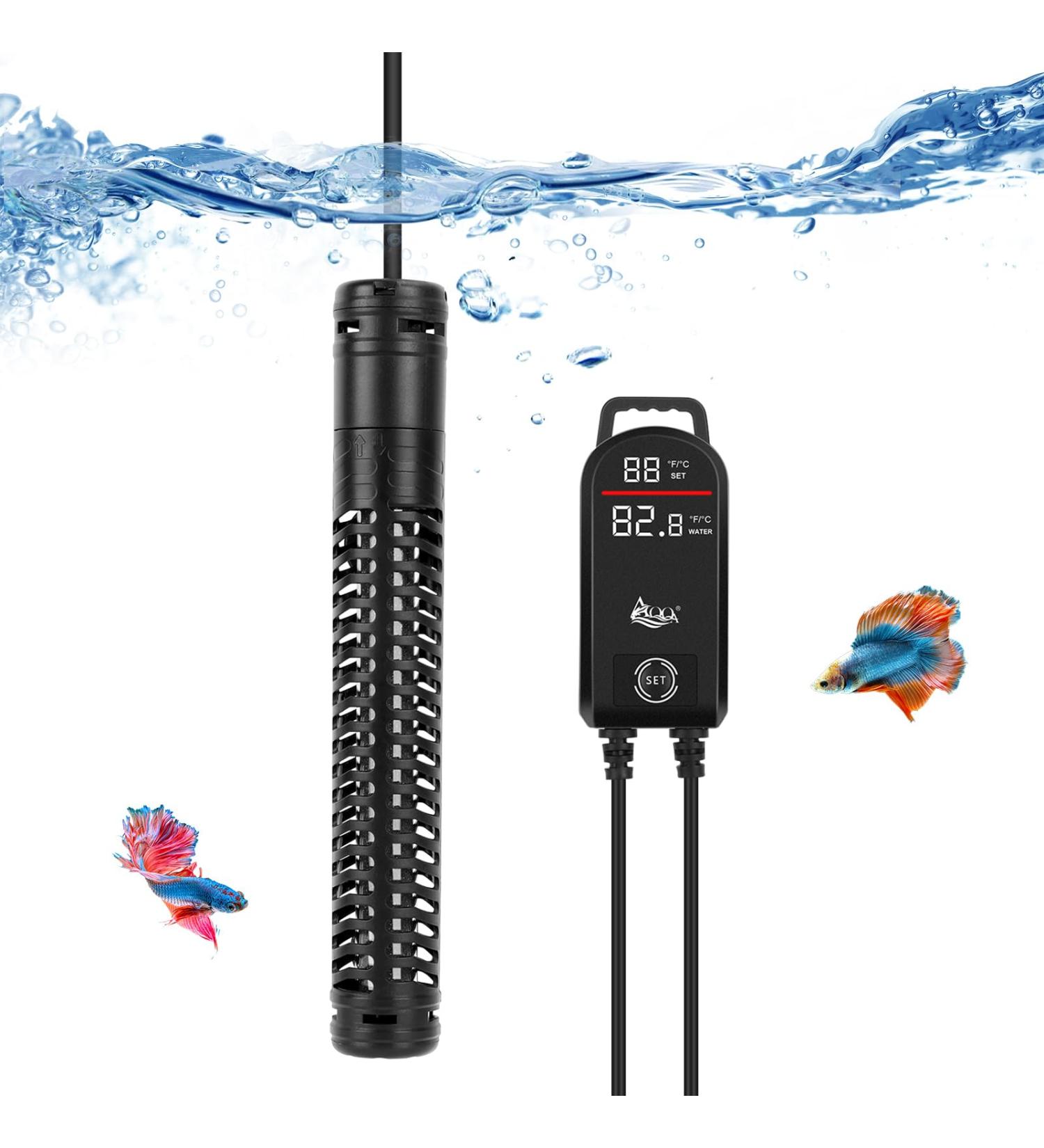AQQA Aquarium Heater 300W/500W/800W/1000W/1200W - LED Display Over-Temperature Protection for Fresh & Saltwater Aquariums - Buy Online on GoSupps.com