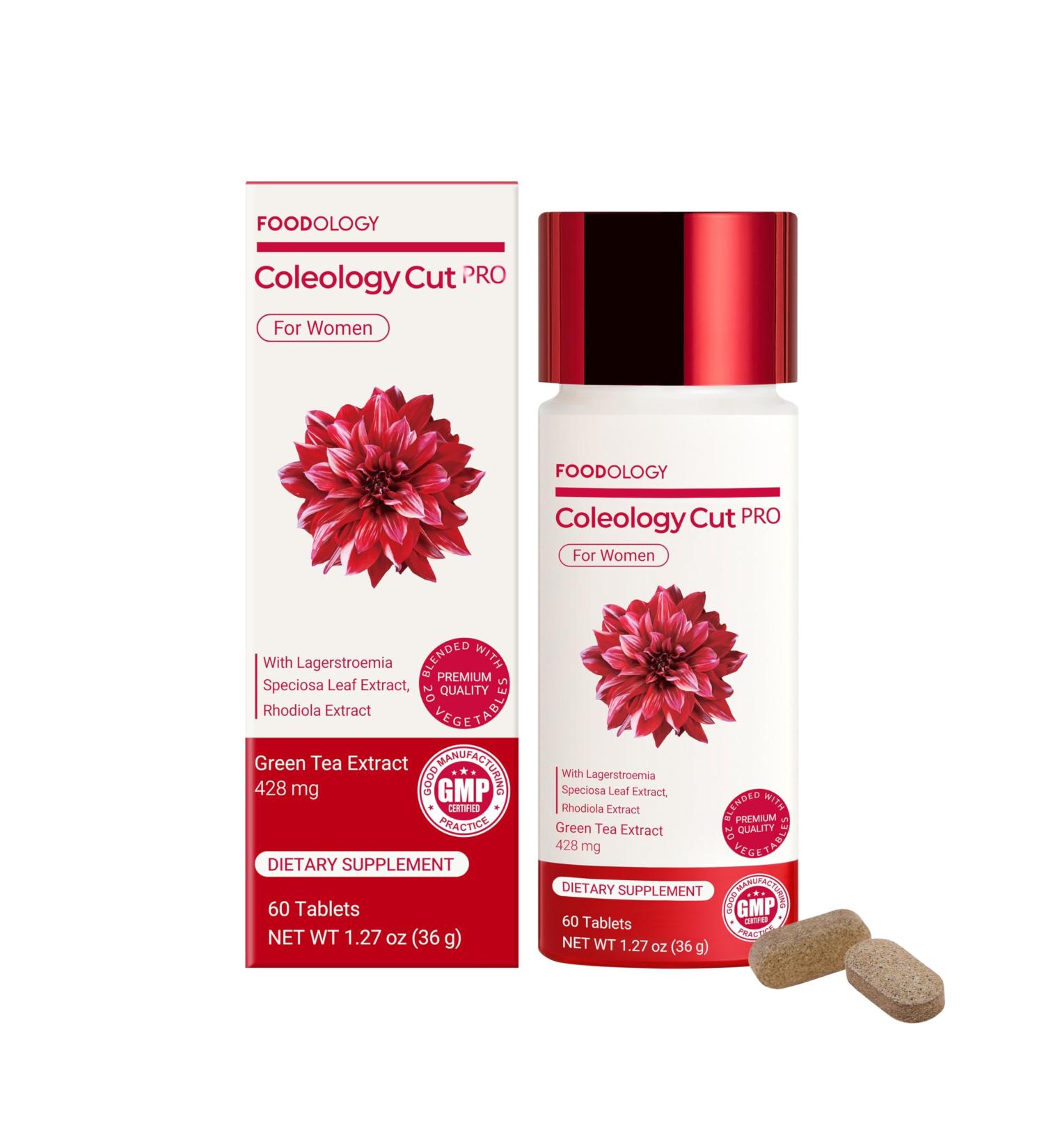 FOODOLOGY Coleology Cut PRO (30Days) - Support Weight Loss and Burn Calories for a Balanced Diet and Regular Activity Nutrient Support Green Tea Extract Rhodiola Rosea Korean Dietary Supplement - Buy Online on GoSupps.com