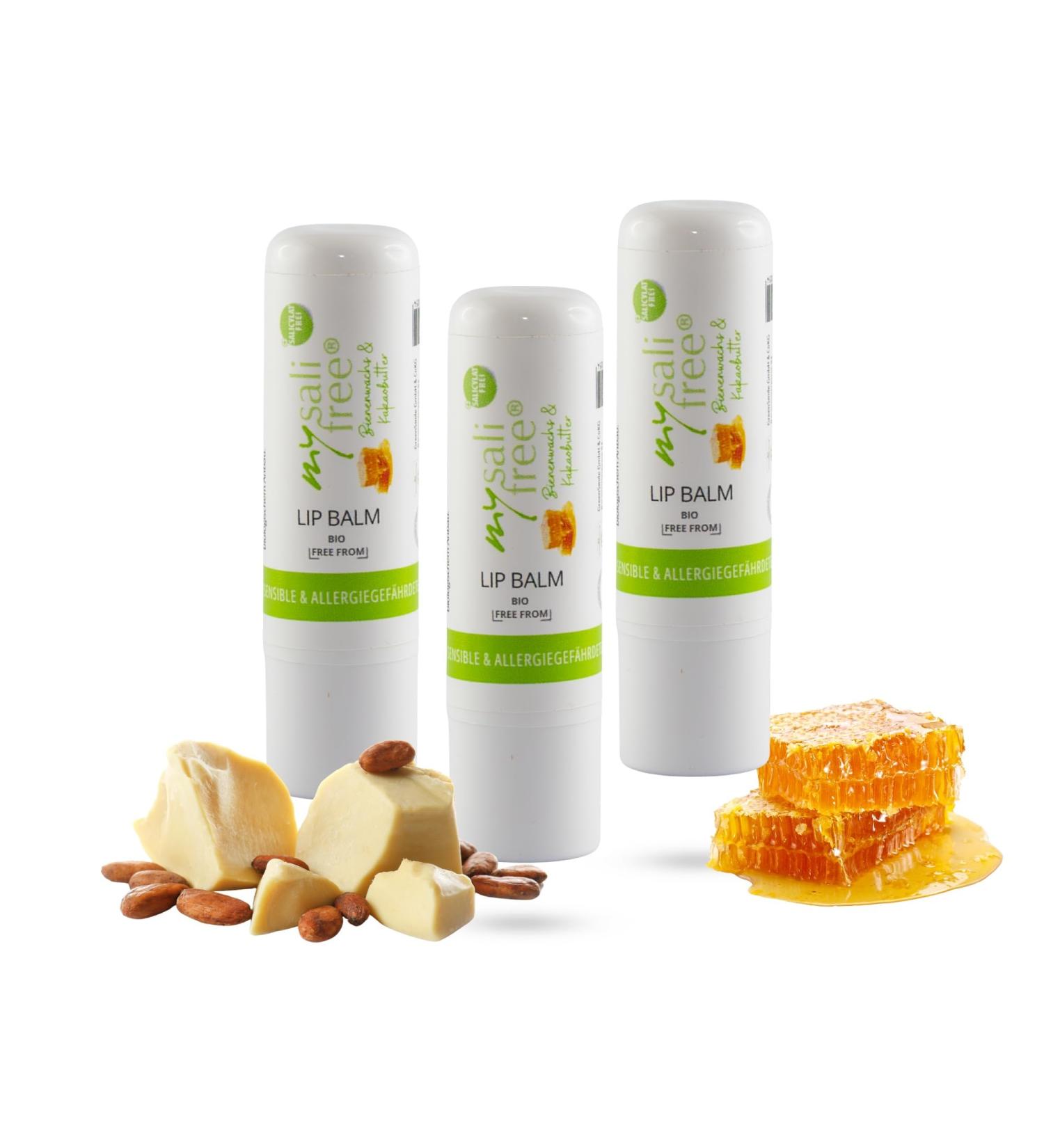 mysalifree Bio Lip Balm Intense Care for sensitive skin 100% natural with beeswax and cocoa butter 5 ml 100% certified Biokosmetik unique world Bio + Free FROM - Buy Online on GoSupps.com