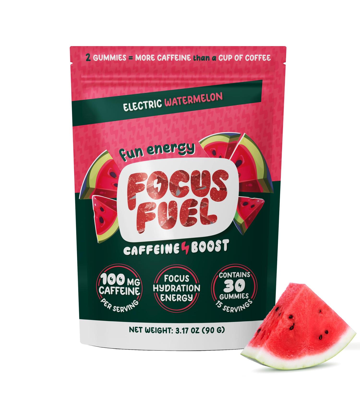 Buy Energy Chews - Focus & Energy Gummies with 100mg Caffeine B12 & Electrolytes - All-Natural Watermelon Flavor (30 Chews) - International Shipping Available - Buy Online on GoSupps.com