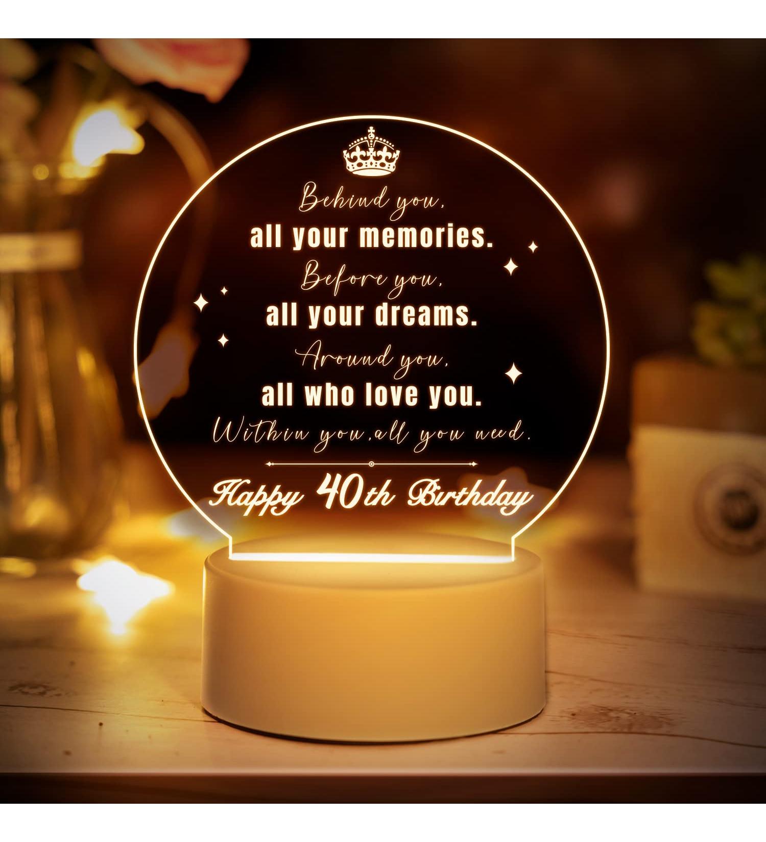 Vetbuosa 40th Birthday Gifts for Women and Men 40 Years Old Birthday Gifts Night Light 1982 40th Birthday for Father Mother Friends Daughter Son Husband Wife Anniversary Ideas Night Lamp 40th Birthday Gifts Night Light - Buy Online on GoSupps.com