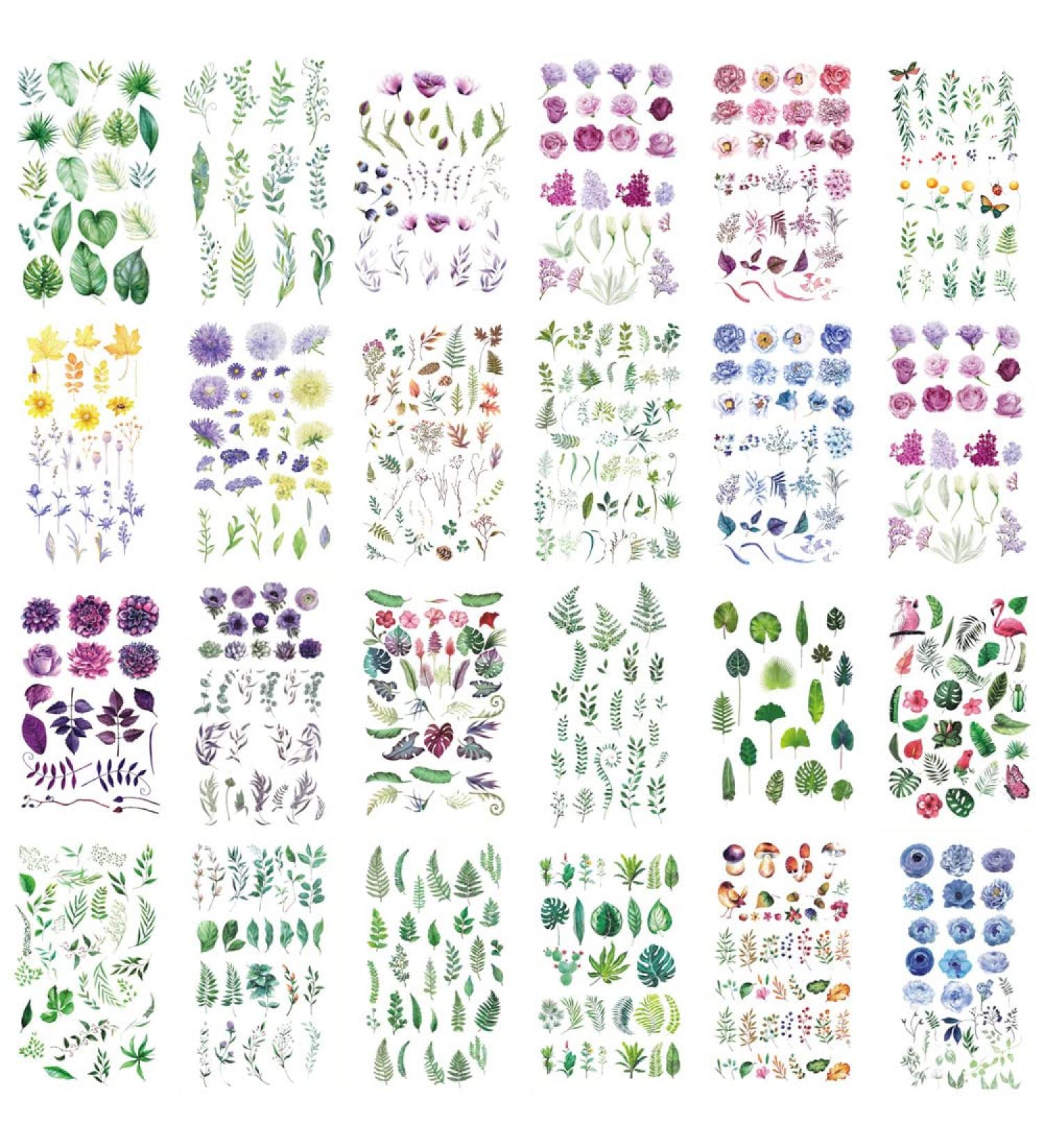 WYUEN 24 Sheets Flower Temporary Tattoo Sticker for Women and Children - Waterproof Body Art Fake Tattoos Face Stickers (W24-05) - Buy Online on GoSupps.com