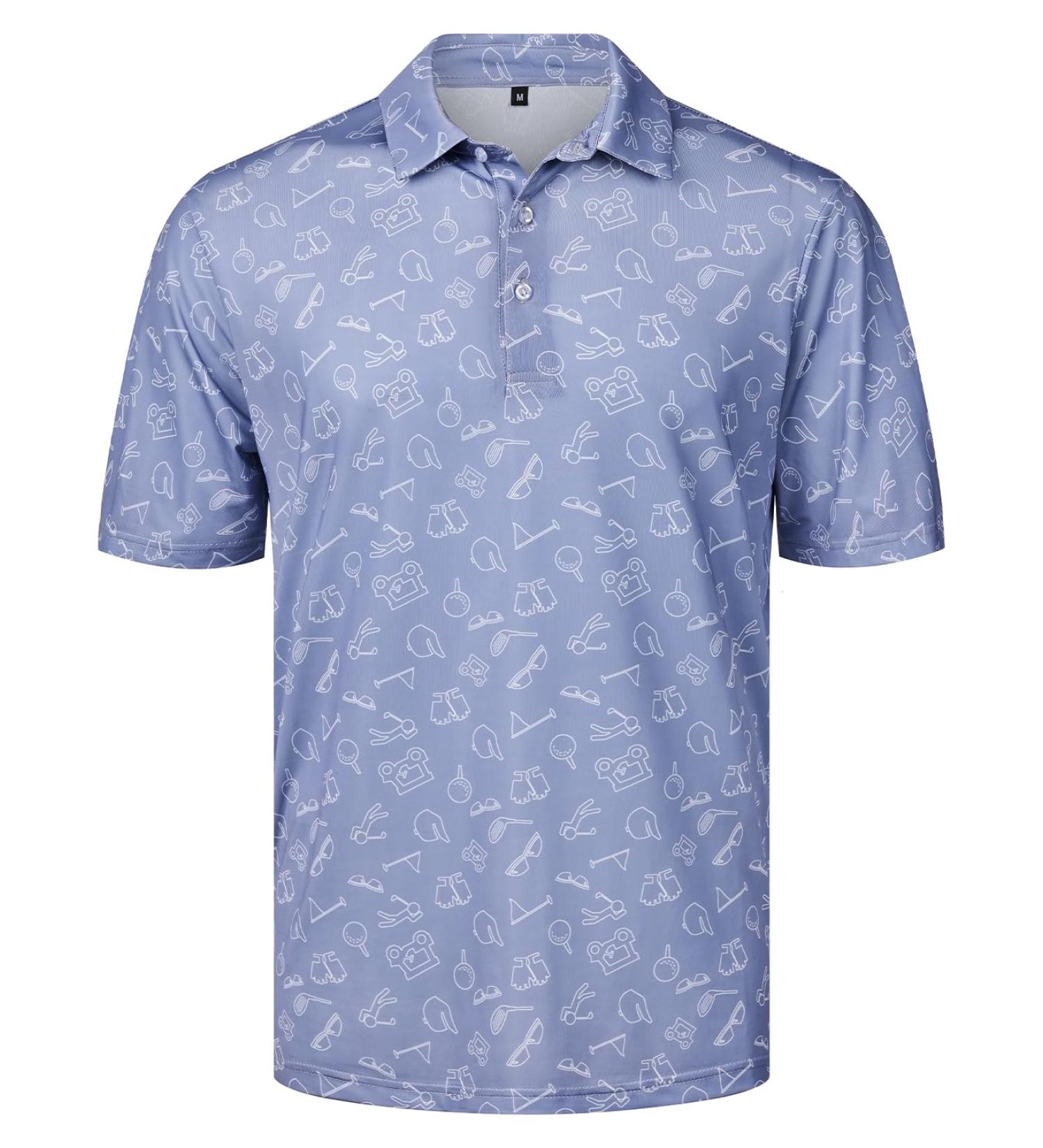 Men's Hawaii Printed Polo Shirt - Casual Short Sleeve Golf & Tennis Shirt - Breathable Blue M - Buy Online on GoSupps.com
